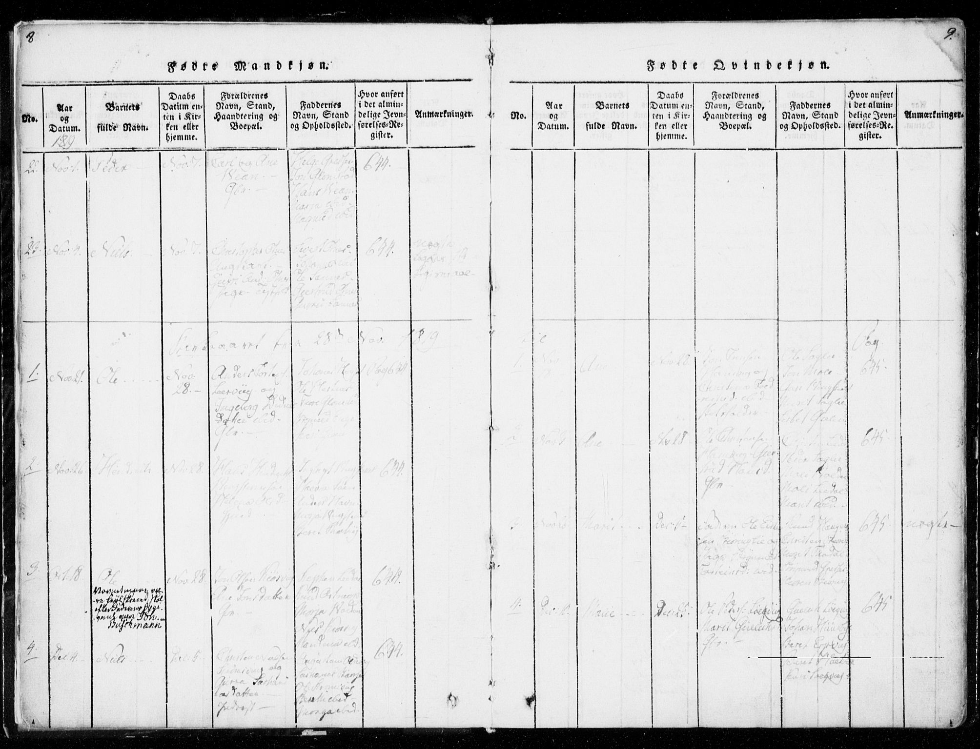 Ministerialprotokoller, klokkerbøker og fødselsregistre - Møre og Romsdal, AV/SAT-A-1454/578/L0903: Parish register (official) no. 578A02, 1819-1838, p. 8-9