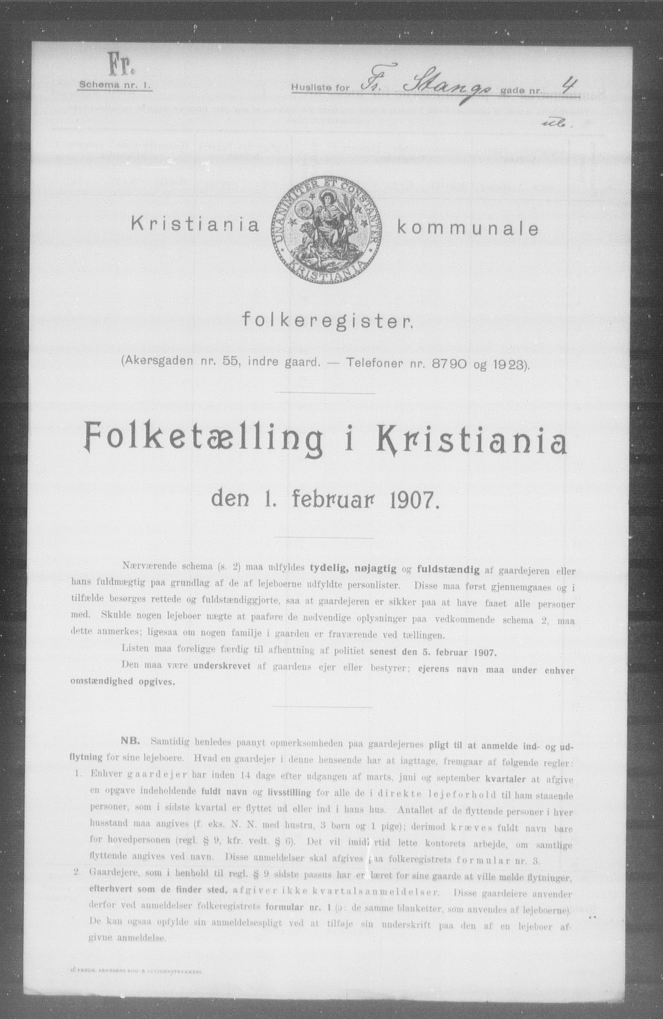OBA, Municipal Census 1907 for Kristiania, 1907, p. 13543