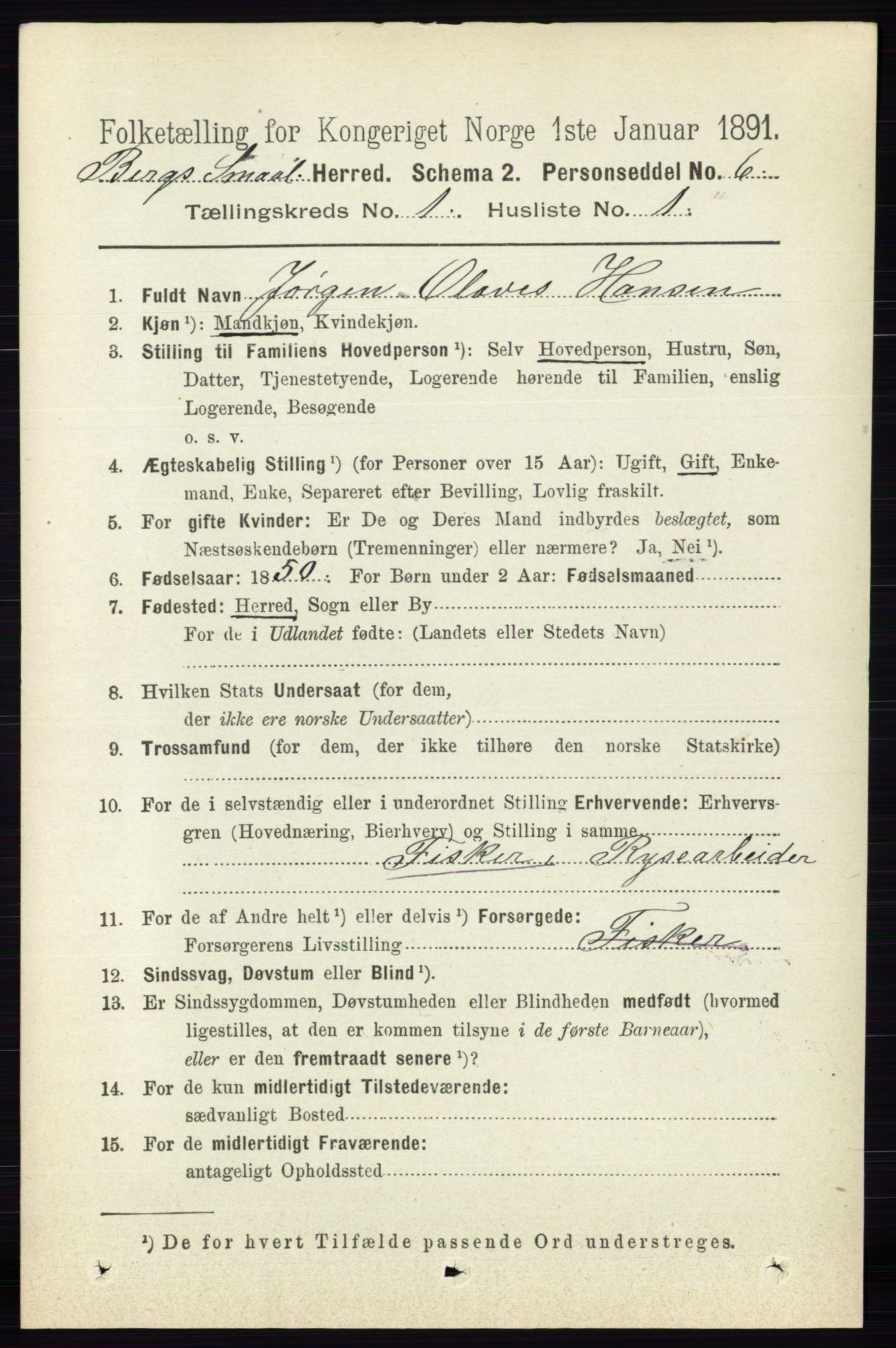 RA, 1891 census for 0116 Berg, 1891, p. 163