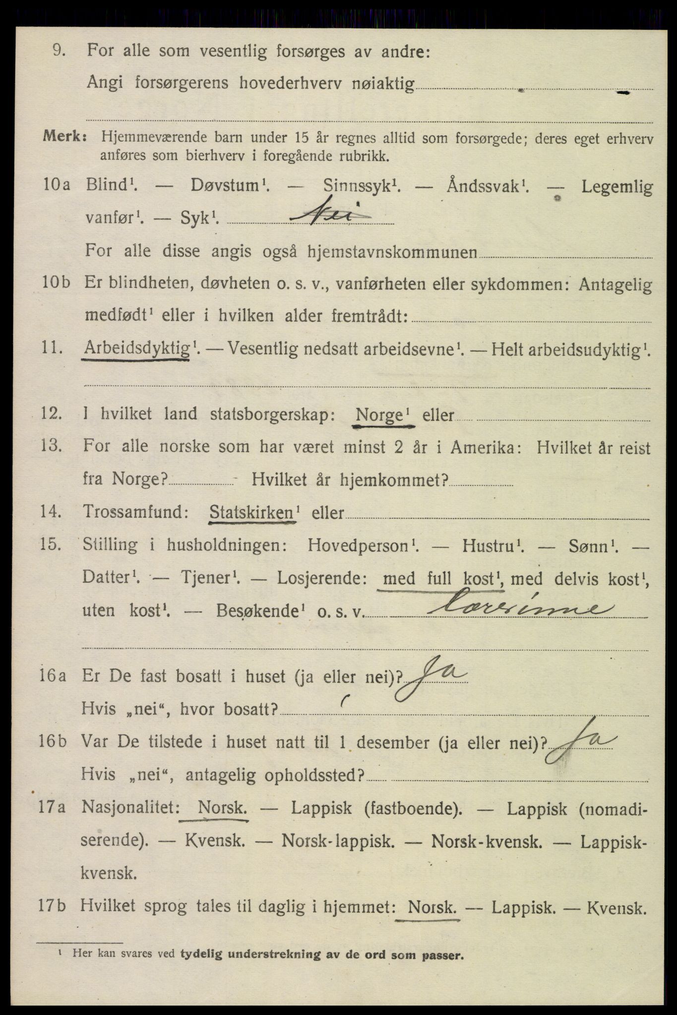 SAT, 1920 census for Verdal, 1920, p. 5332