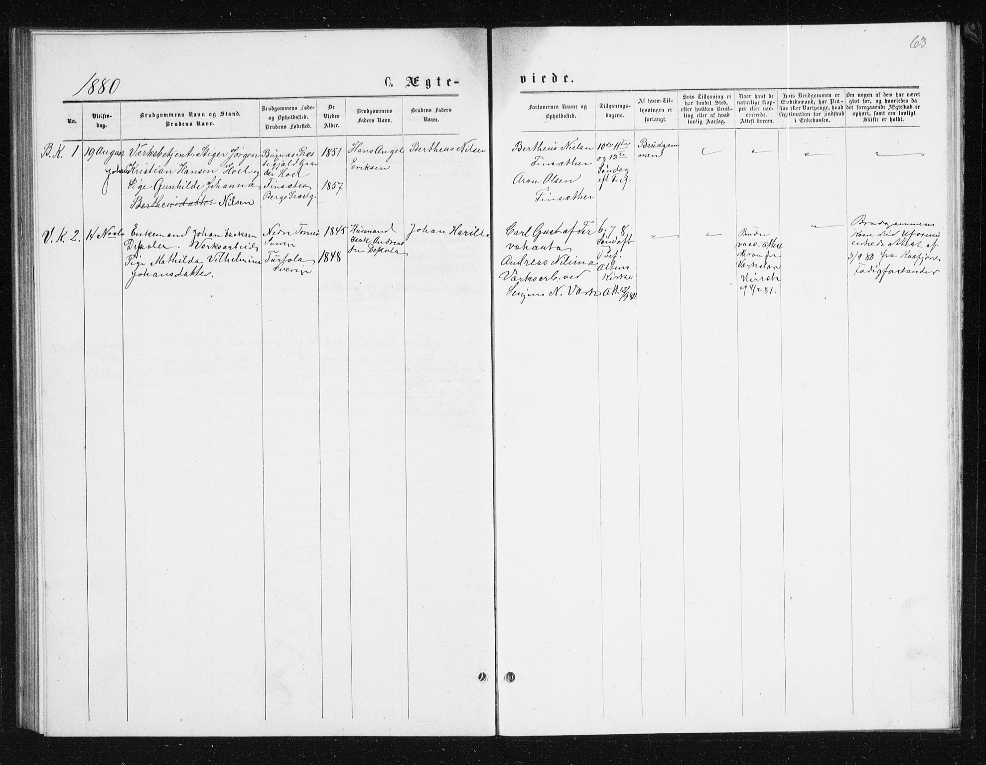 Berg sokneprestkontor, SATØ/S-1318/G/Ga/Gab/L0016klokker: Parish register (copy) no. 16, 1877-1880, p. 63