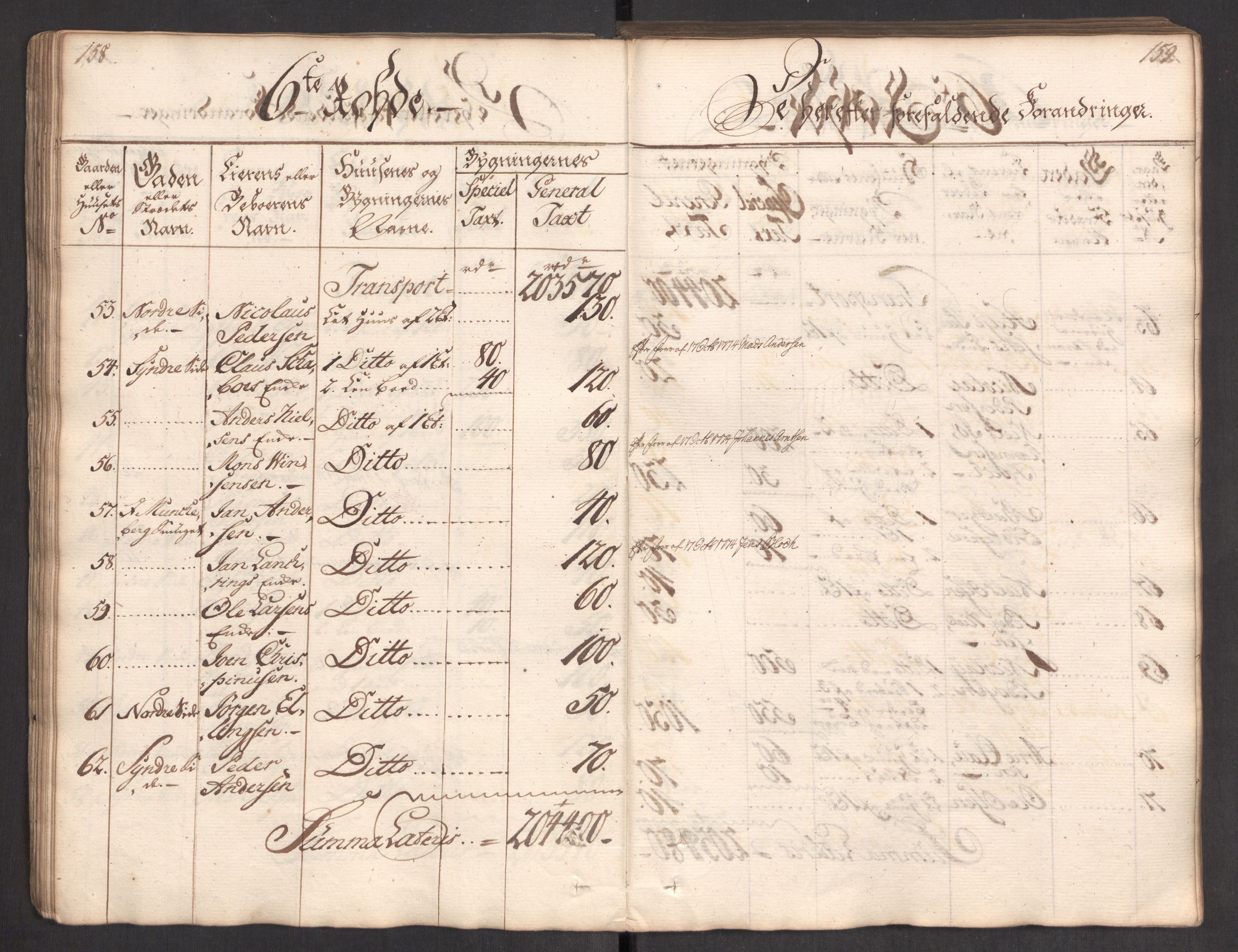 Kommersekollegiet, Brannforsikringskontoret 1767-1814, AV/RA-EA-5458/F/Fa/L0004/0002: Bergen / Branntakstprotokoll, 1767, p. 158-159