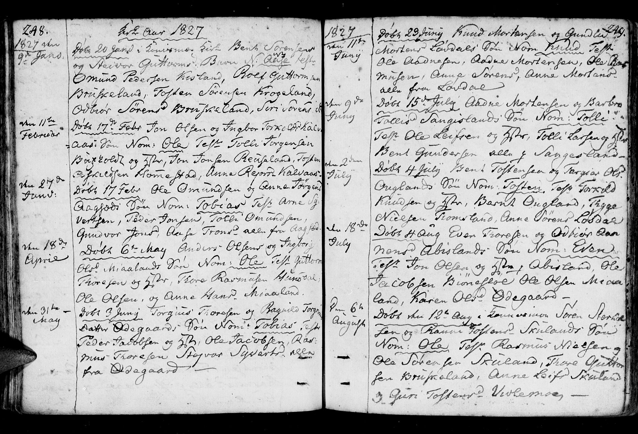 Holum sokneprestkontor, AV/SAK-1111-0022/F/Fa/Fab/L0004: Parish register (official) no. A 4, 1774-1847, p. 248-249