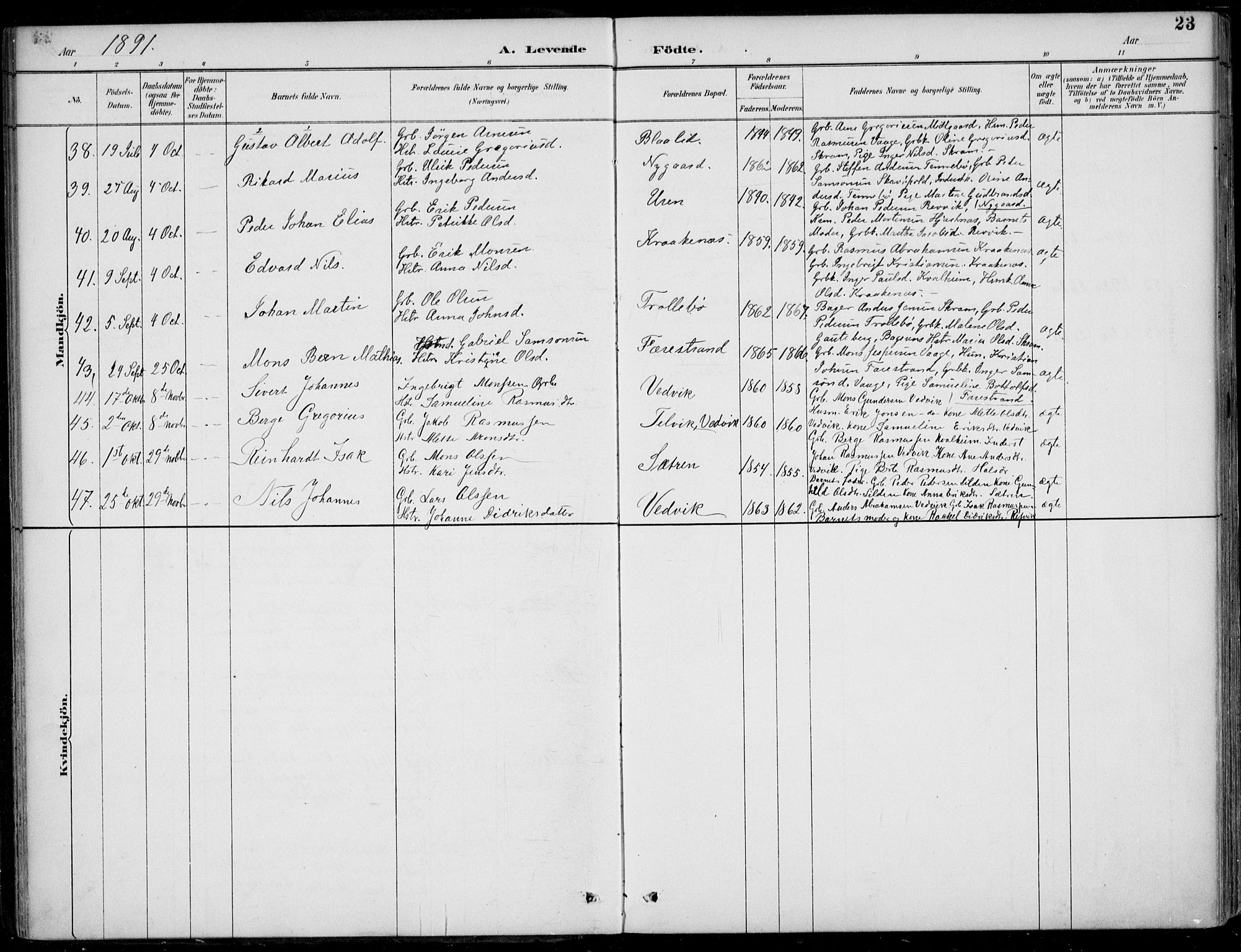 Selje sokneprestembete, AV/SAB-A-99938/H/Ha/Haa/Haac/L0002: Parish register (official) no. C  2, 1889-1904, p. 23