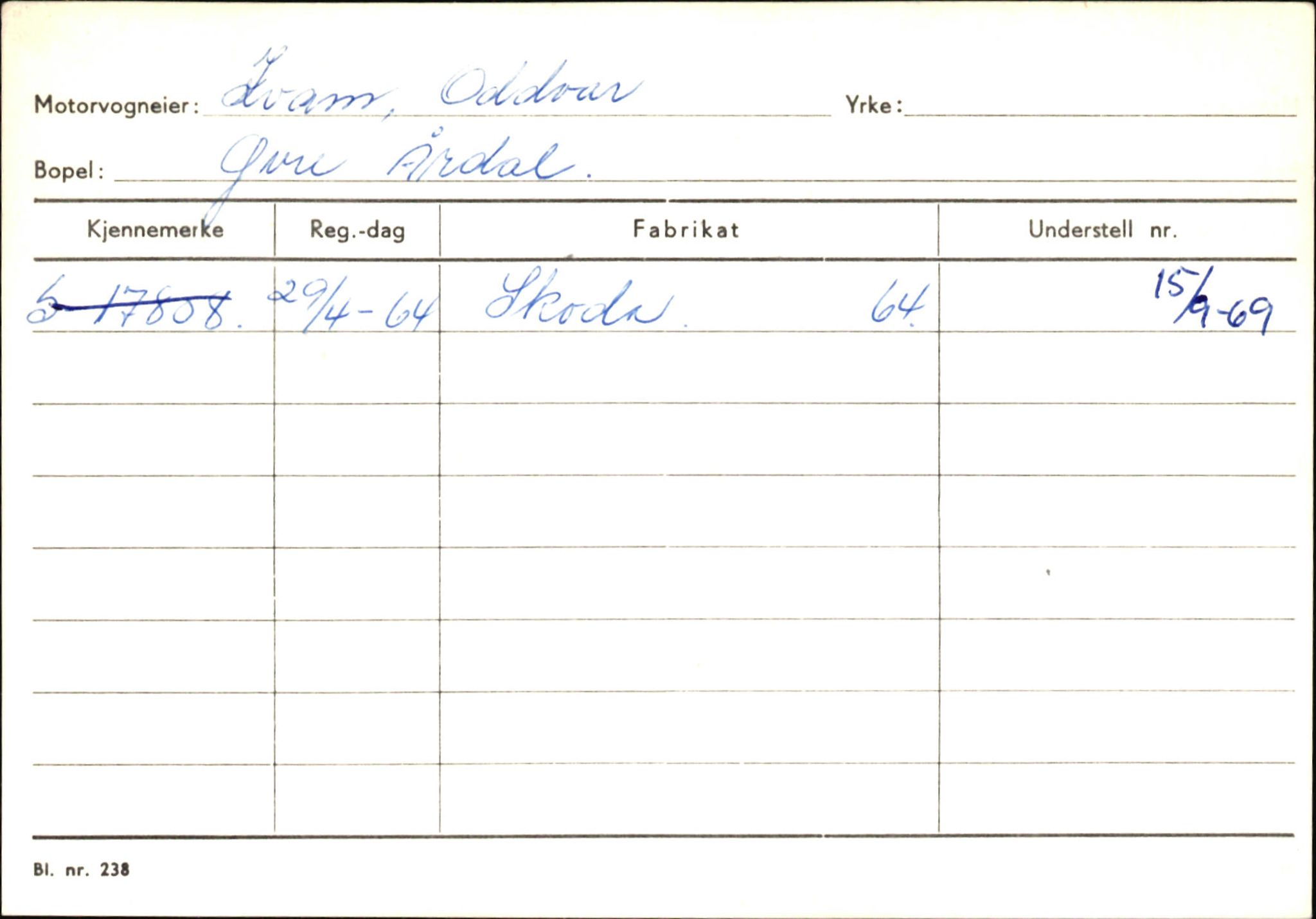 Statens vegvesen, Sogn og Fjordane vegkontor, SAB/A-5301/4/F/L0145: Registerkort Vågsøy S-Å. Årdal I-P, 1945-1975, p. 1295