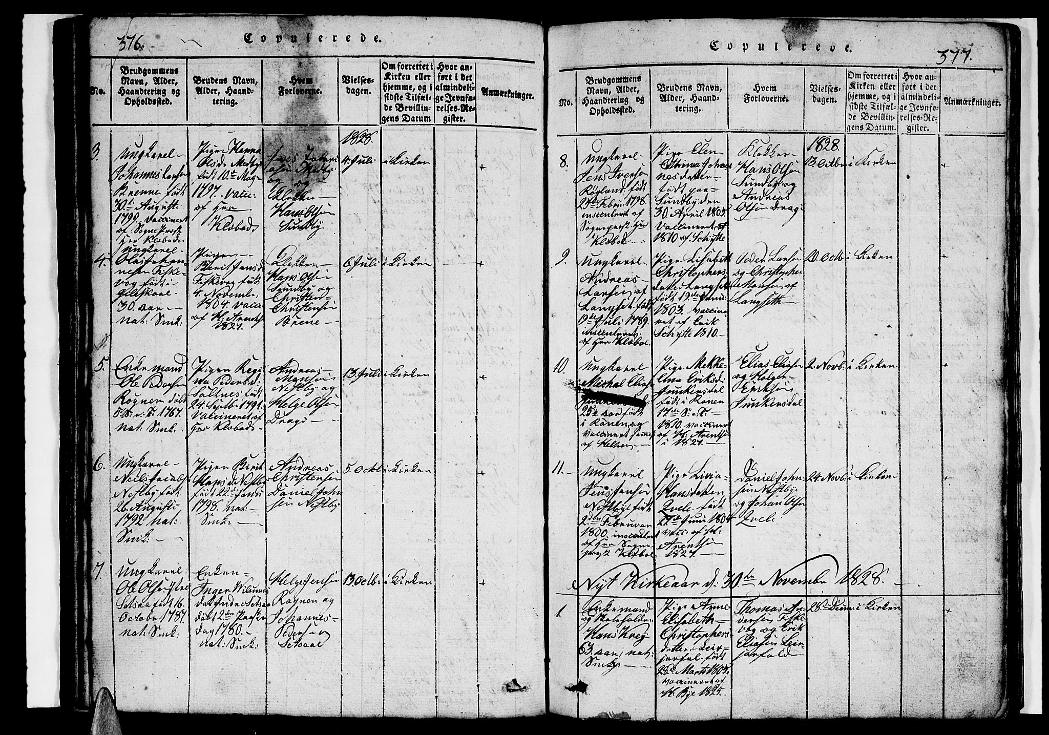 Ministerialprotokoller, klokkerbøker og fødselsregistre - Nordland, AV/SAT-A-1459/847/L0676: Parish register (copy) no. 847C04, 1821-1853, p. 376-377