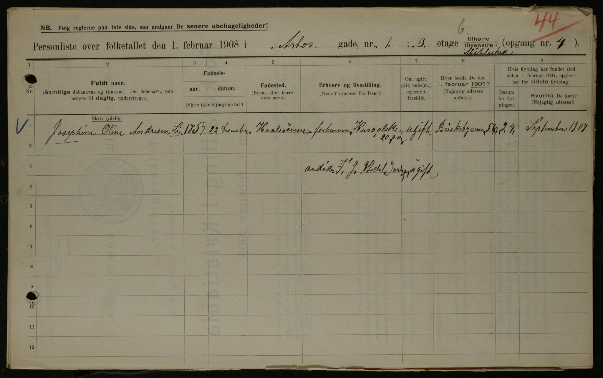 OBA, Municipal Census 1908 for Kristiania, 1908, p. 1984