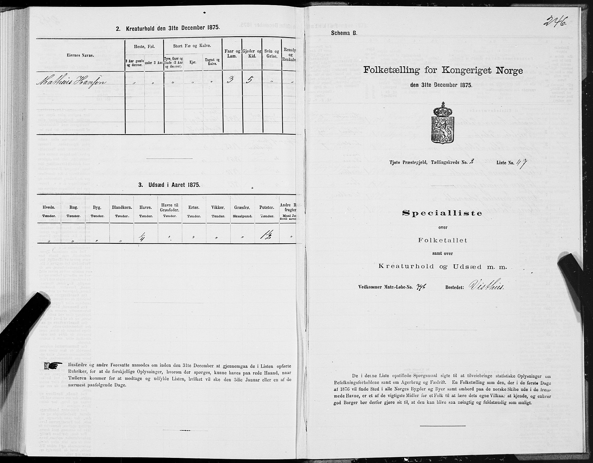 SAT, 1875 census for 1817P Tjøtta, 1875, p. 1246