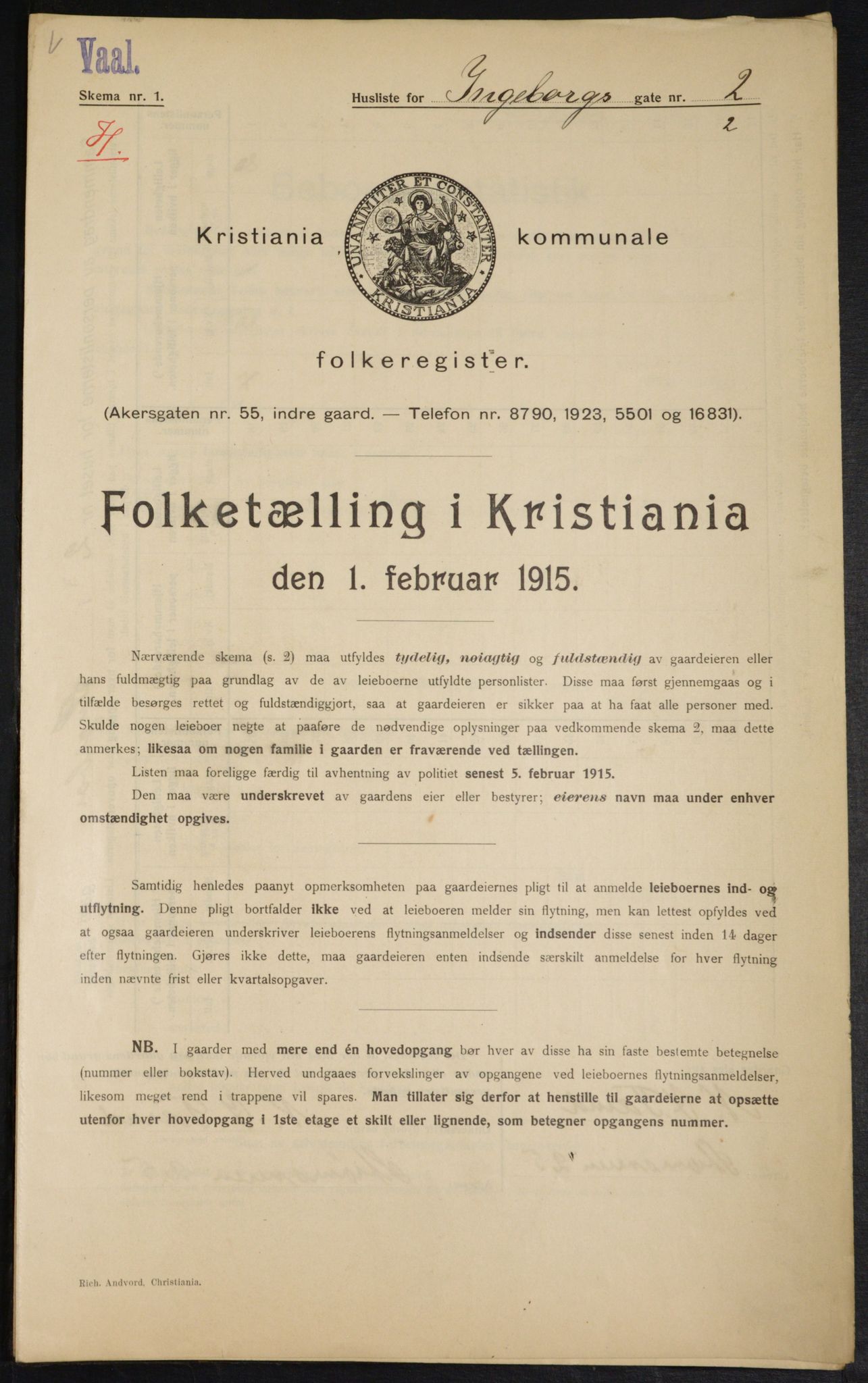 OBA, Municipal Census 1915 for Kristiania, 1915, p. 43204