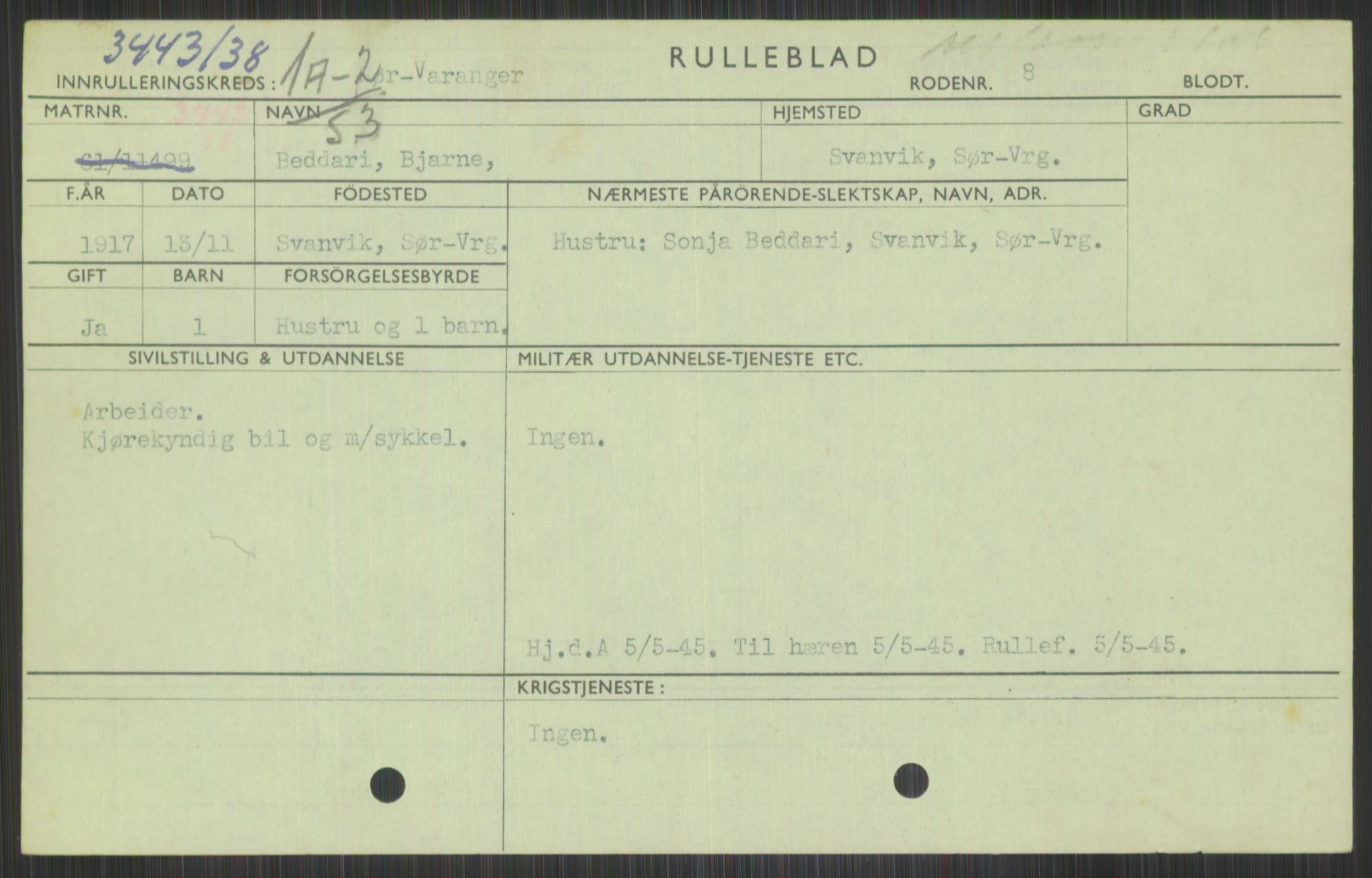 Forsvaret, Varanger bataljon, AV/RA-RAFA-2258/1/D/L0441: Rulleblad for fødte 1913-1917, 1913-1917, p. 1293