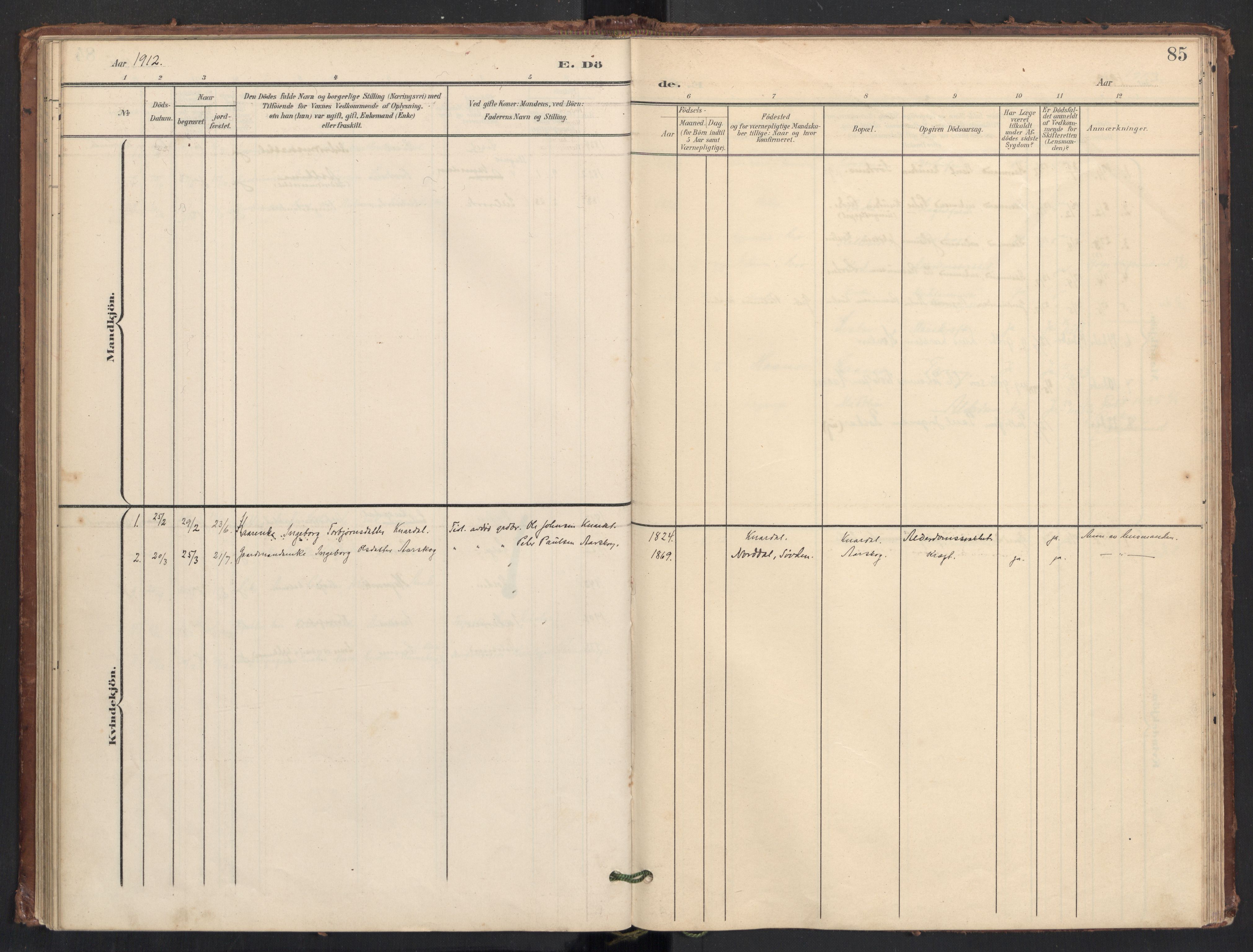 Ministerialprotokoller, klokkerbøker og fødselsregistre - Møre og Romsdal, SAT/A-1454/504/L0057: Parish register (official) no. 504A04, 1902-1919, p. 85
