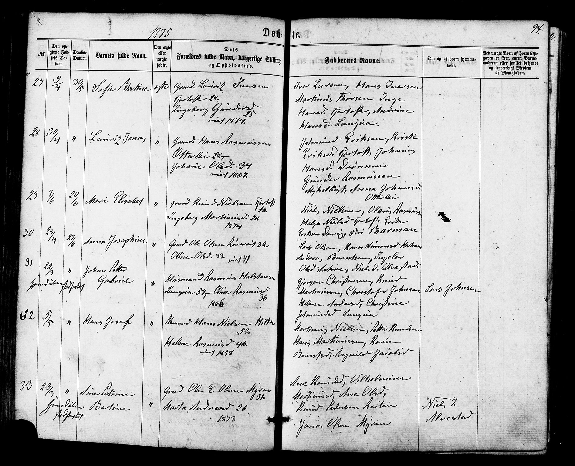 Ministerialprotokoller, klokkerbøker og fødselsregistre - Møre og Romsdal, AV/SAT-A-1454/536/L0498: Parish register (official) no. 536A07, 1862-1875, p. 94