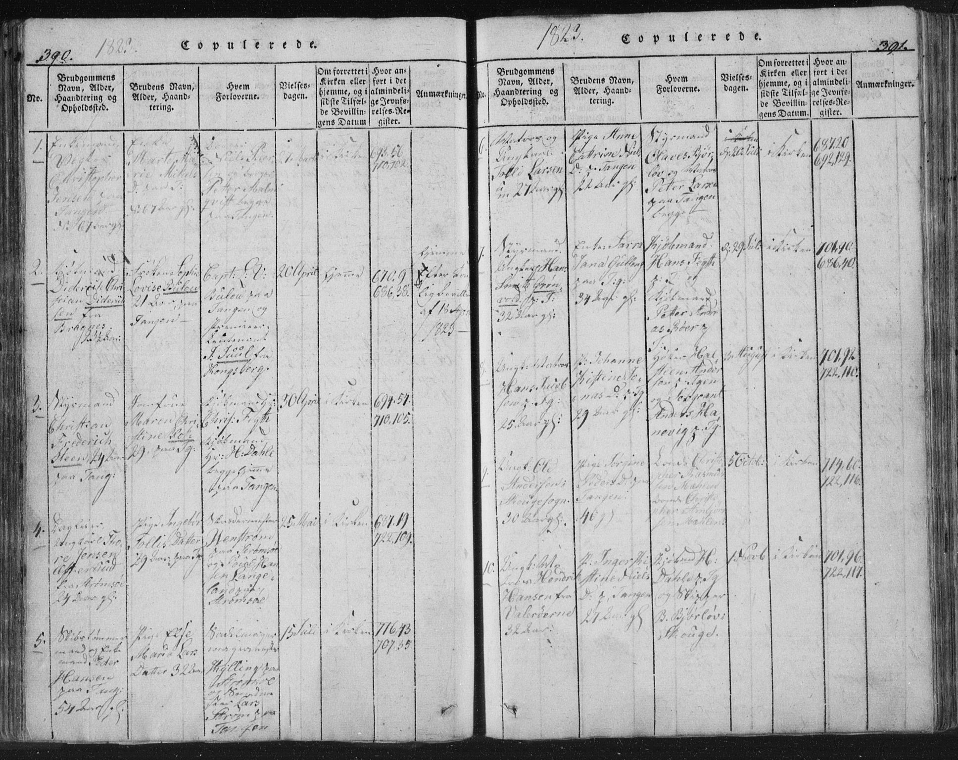 Strømsø kirkebøker, AV/SAKO-A-246/F/Fb/L0004: Parish register (official) no. II 4, 1814-1843, p. 390-391