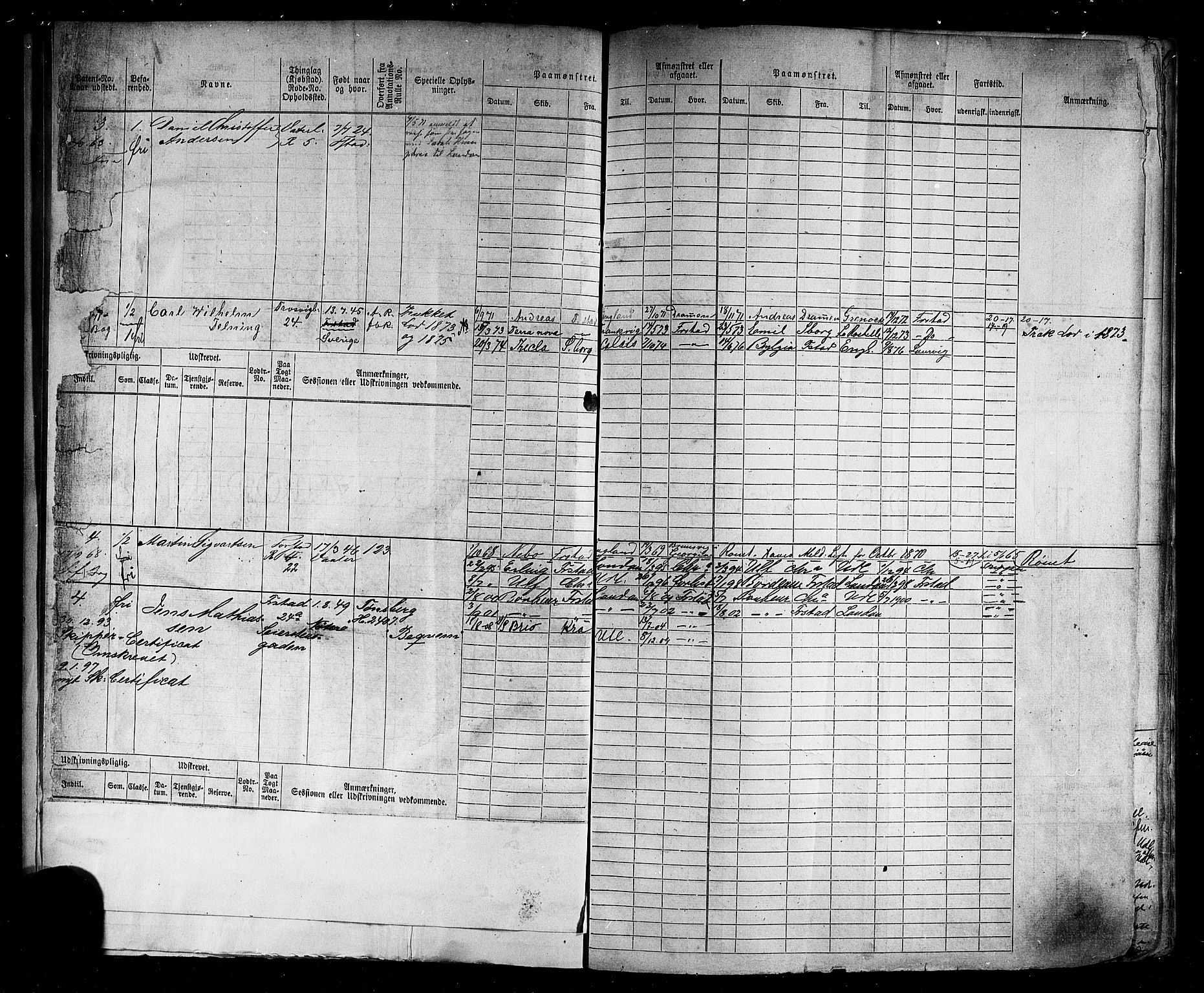 Fredrikstad mønstringskontor, AV/SAO-A-10569b/F/Fc/Fcb/L0007: Hovedrulle, 1873-1881, p. 5