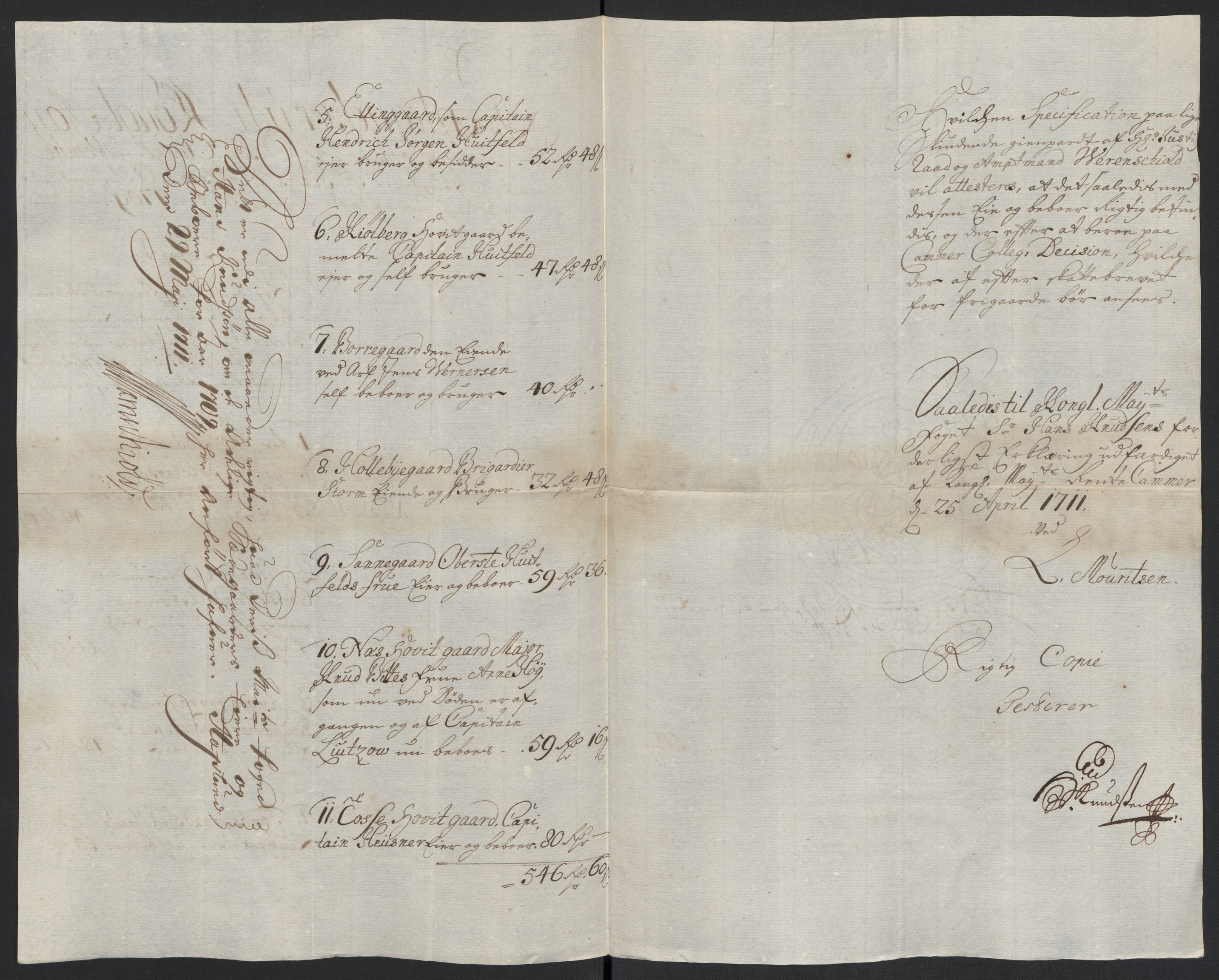 Rentekammeret inntil 1814, Reviderte regnskaper, Fogderegnskap, AV/RA-EA-4092/R04/L0135: Fogderegnskap Moss, Onsøy, Tune, Veme og Åbygge, 1709-1710, p. 180