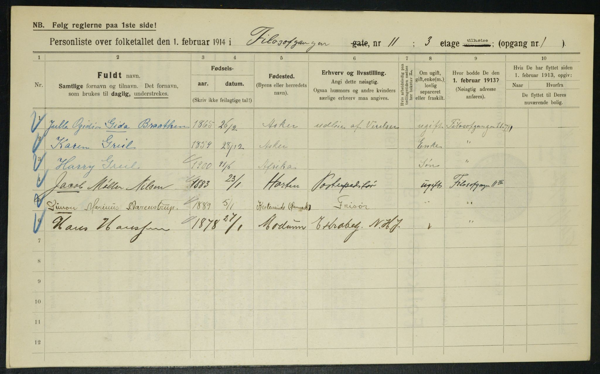 OBA, Municipal Census 1914 for Kristiania, 1914, p. 24438