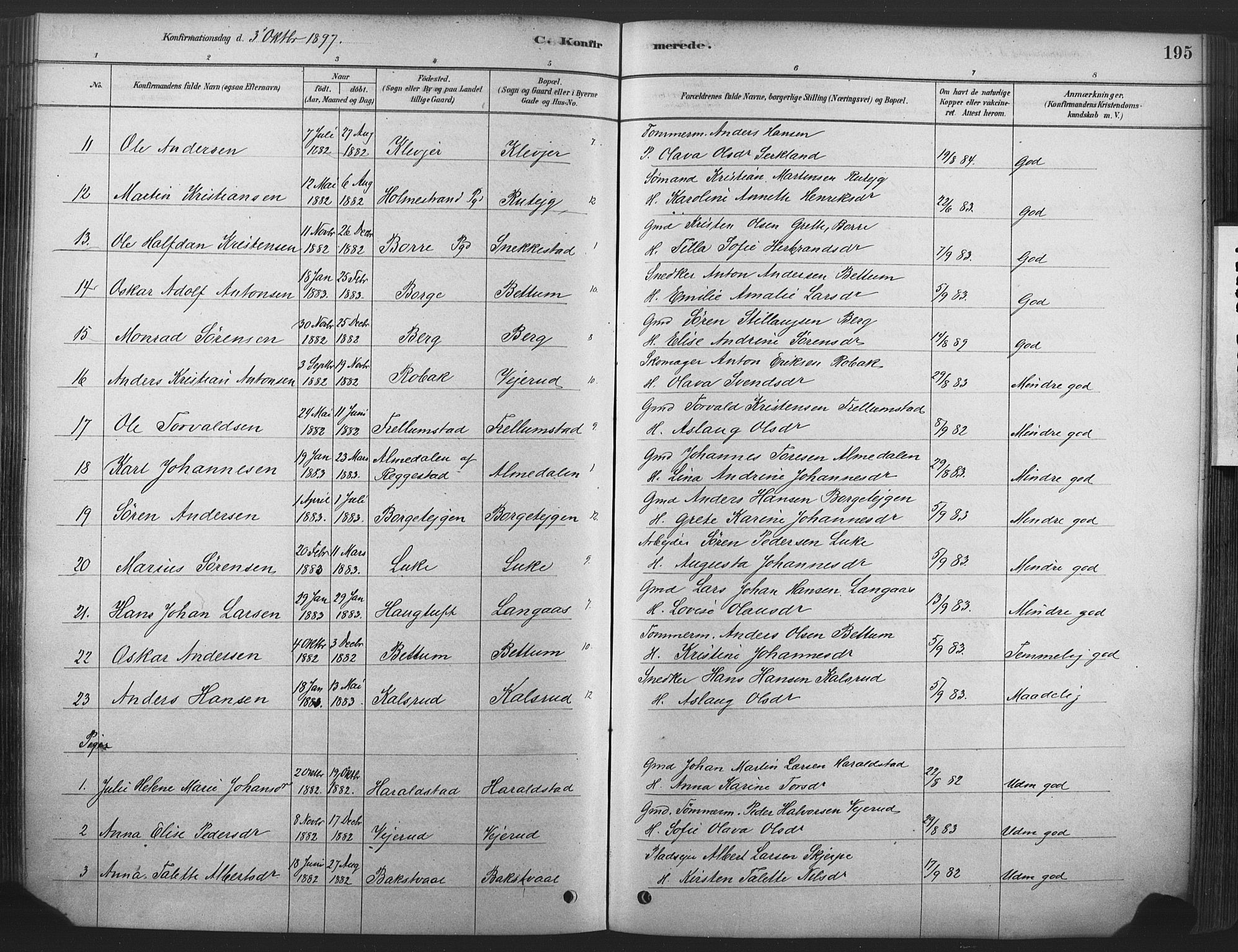 Våle kirkebøker, SAKO/A-334/F/Fa/L0011: Parish register (official) no. I 11, 1878-1906, p. 195