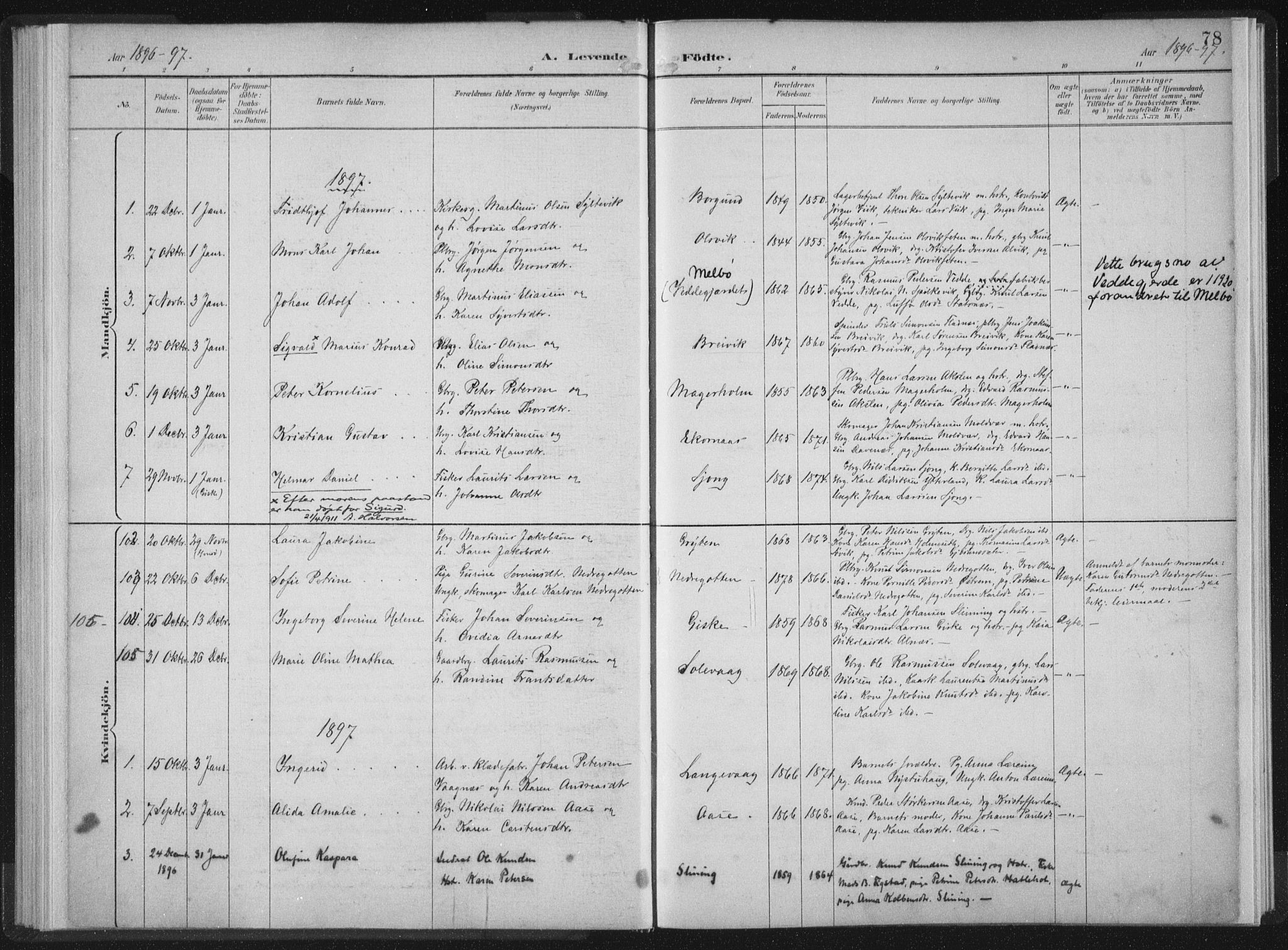 Ministerialprotokoller, klokkerbøker og fødselsregistre - Møre og Romsdal, AV/SAT-A-1454/528/L0405: Parish register (official) no. 528A14, 1891-1906, p. 78