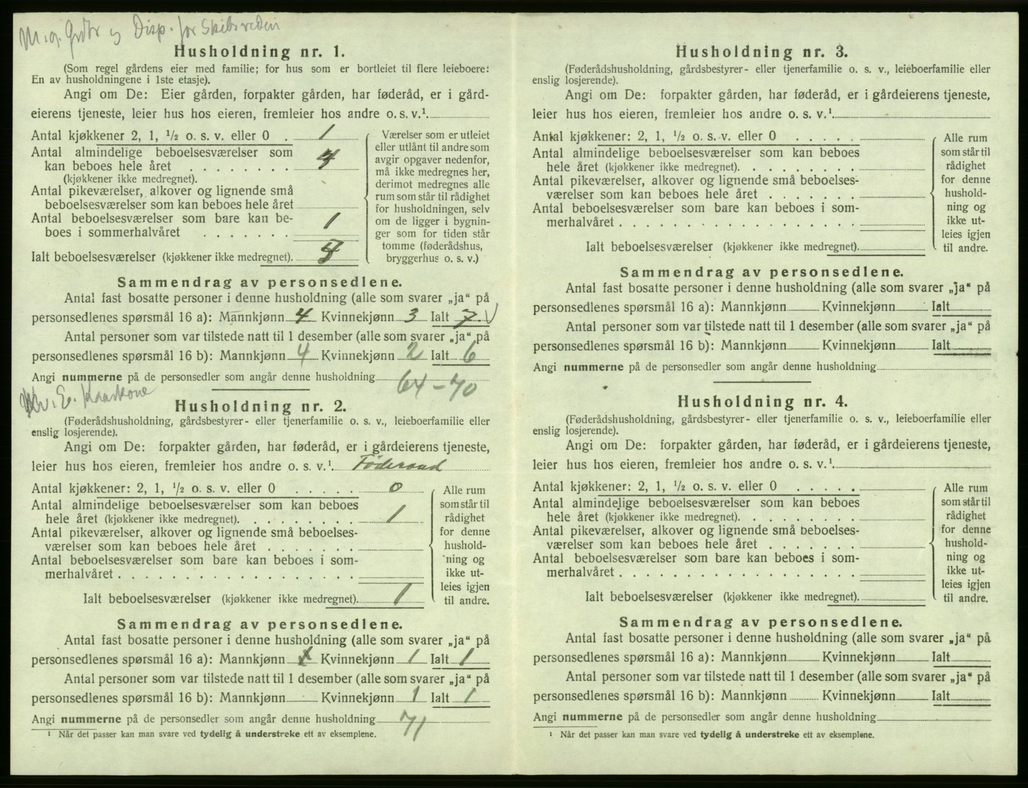 SAB, 1920 census for Odda, 1920, p. 1125