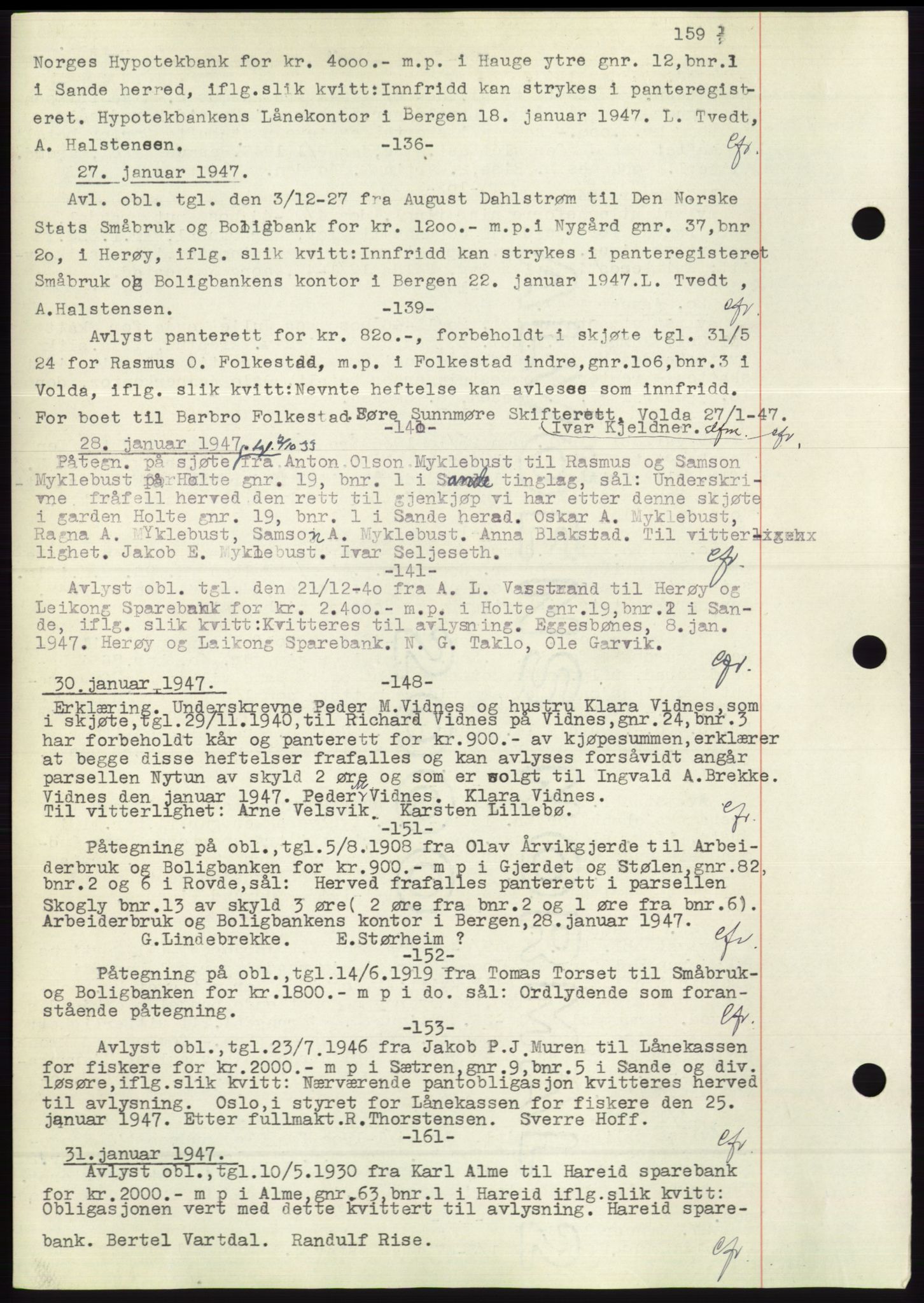 Søre Sunnmøre sorenskriveri, AV/SAT-A-4122/1/2/2C/L0072: Mortgage book no. 66, 1941-1955, Diary no: : 136/1947