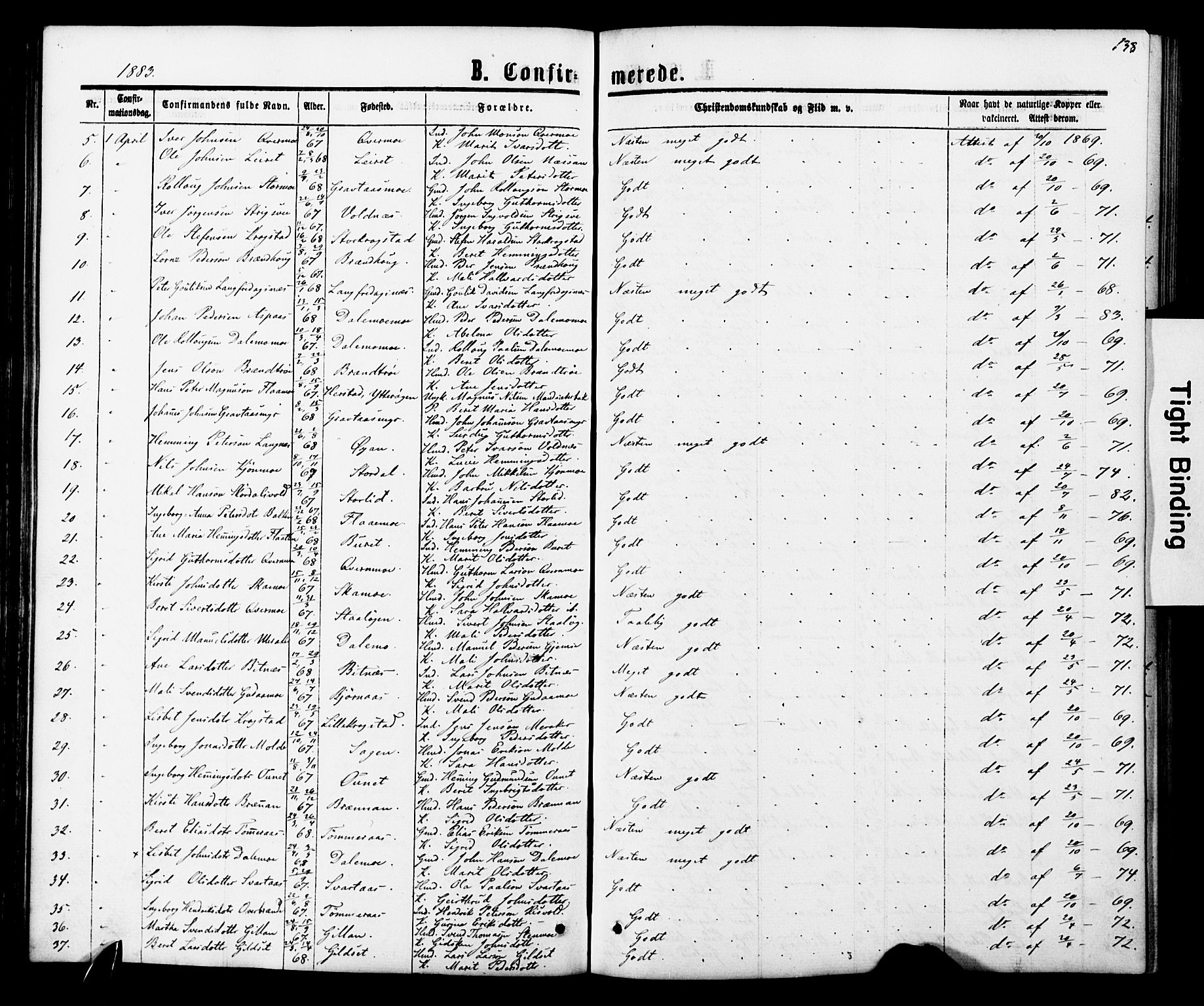 Ministerialprotokoller, klokkerbøker og fødselsregistre - Nord-Trøndelag, SAT/A-1458/706/L0049: Parish register (copy) no. 706C01, 1864-1895, p. 138