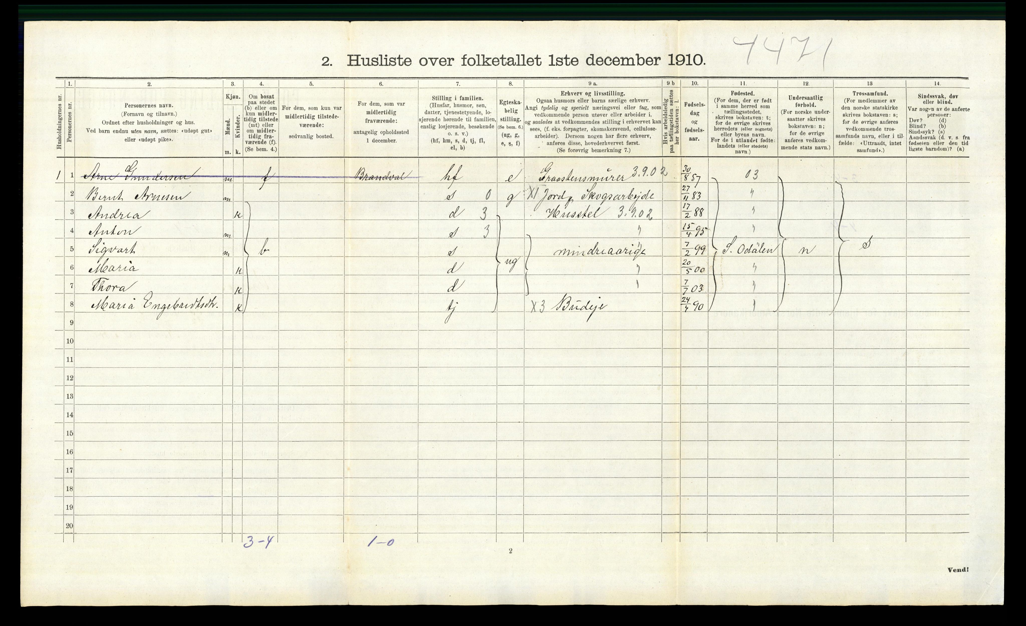 RA, 1910 census for Vinger, 1910, p. 698