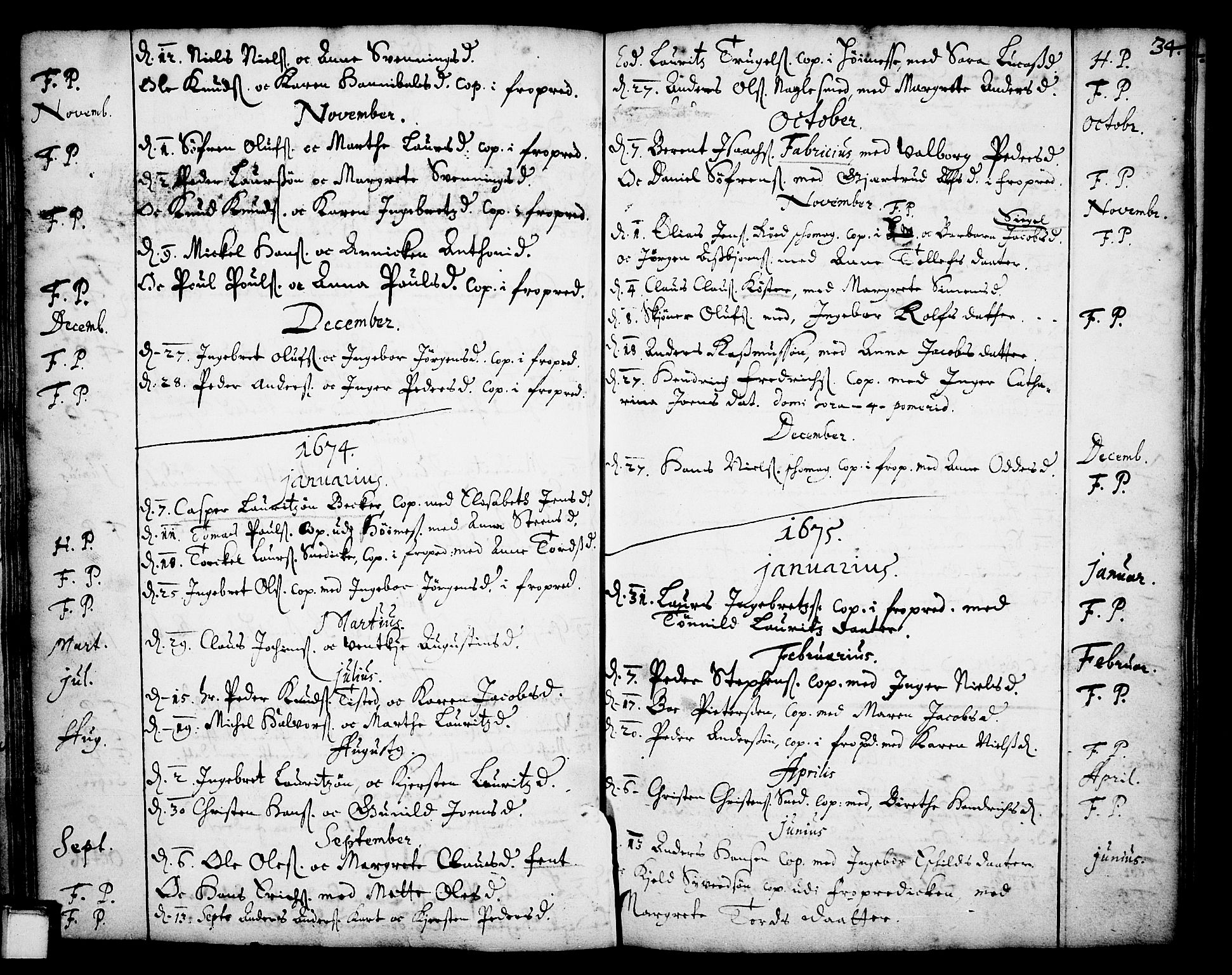 Skien kirkebøker, SAKO/A-302/F/Fa/L0001: Parish register (official) no. 1, 1659-1679, p. 34