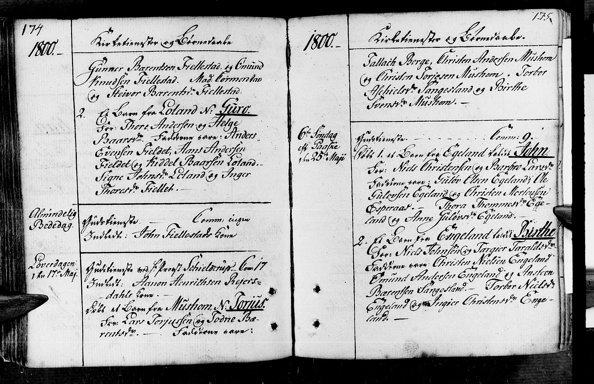 Vennesla sokneprestkontor, AV/SAK-1111-0045/Fa/Fac/L0002: Parish register (official) no. A 2, 1785-1834, p. 174-175