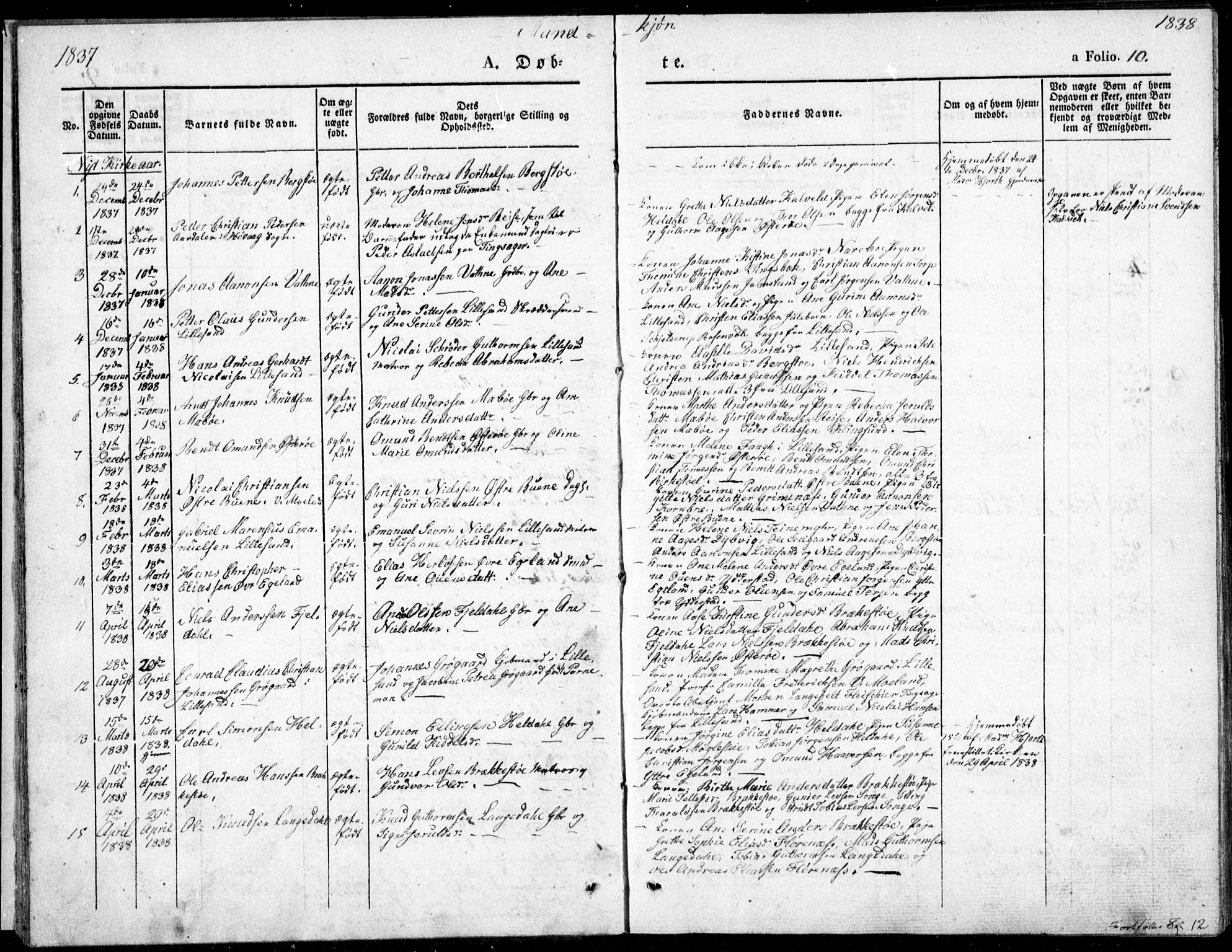 Vestre Moland sokneprestkontor, SAK/1111-0046/F/Fb/Fbb/L0002: Parish register (copy) no. B 2, 1836-1851, p. 10
