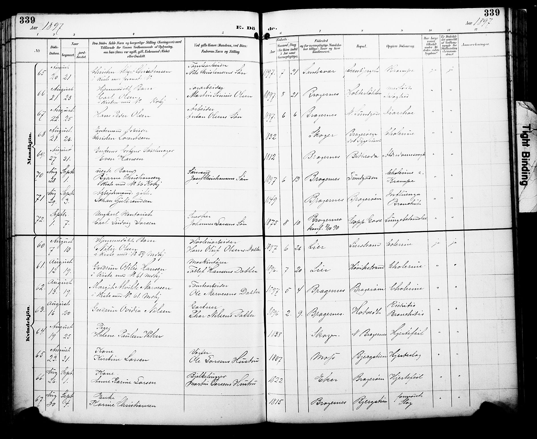 Bragernes kirkebøker, AV/SAKO-A-6/F/Fb/L0008: Parish register (official) no. II 8, 1894-1902, p. 339