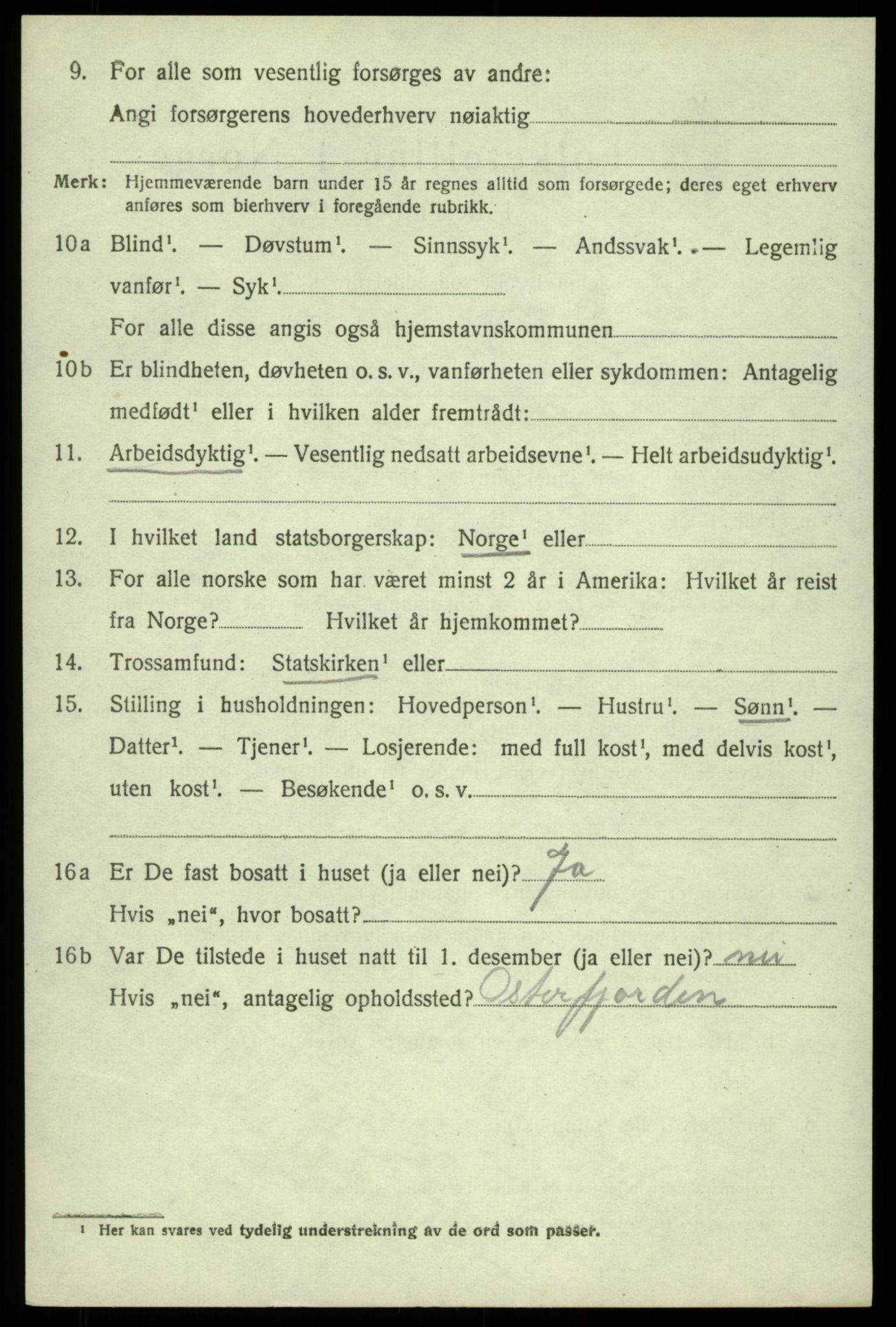 SAB, 1920 census for Sund, 1920, p. 2878