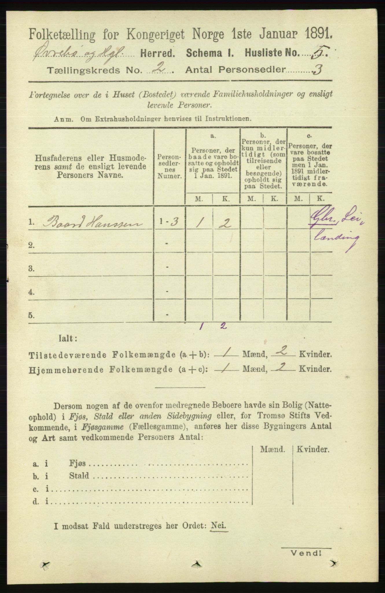 RA, 1891 census for 1016 Øvrebø og Hægeland, 1891, p. 286