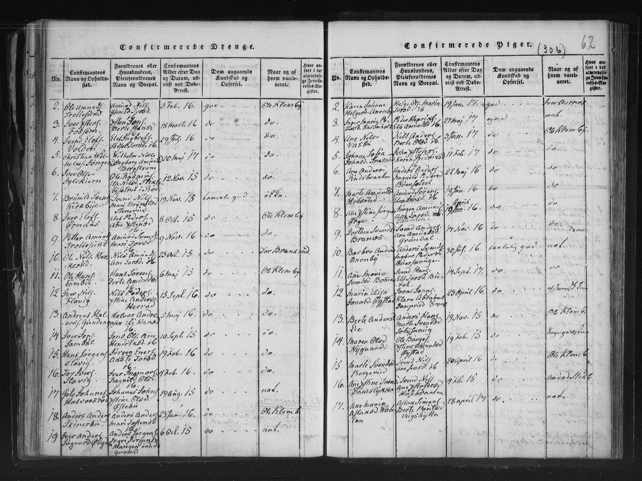 Aremark prestekontor Kirkebøker, SAO/A-10899/F/Fc/L0001: Parish register (official) no. III 1, 1814-1834, p. 61-62