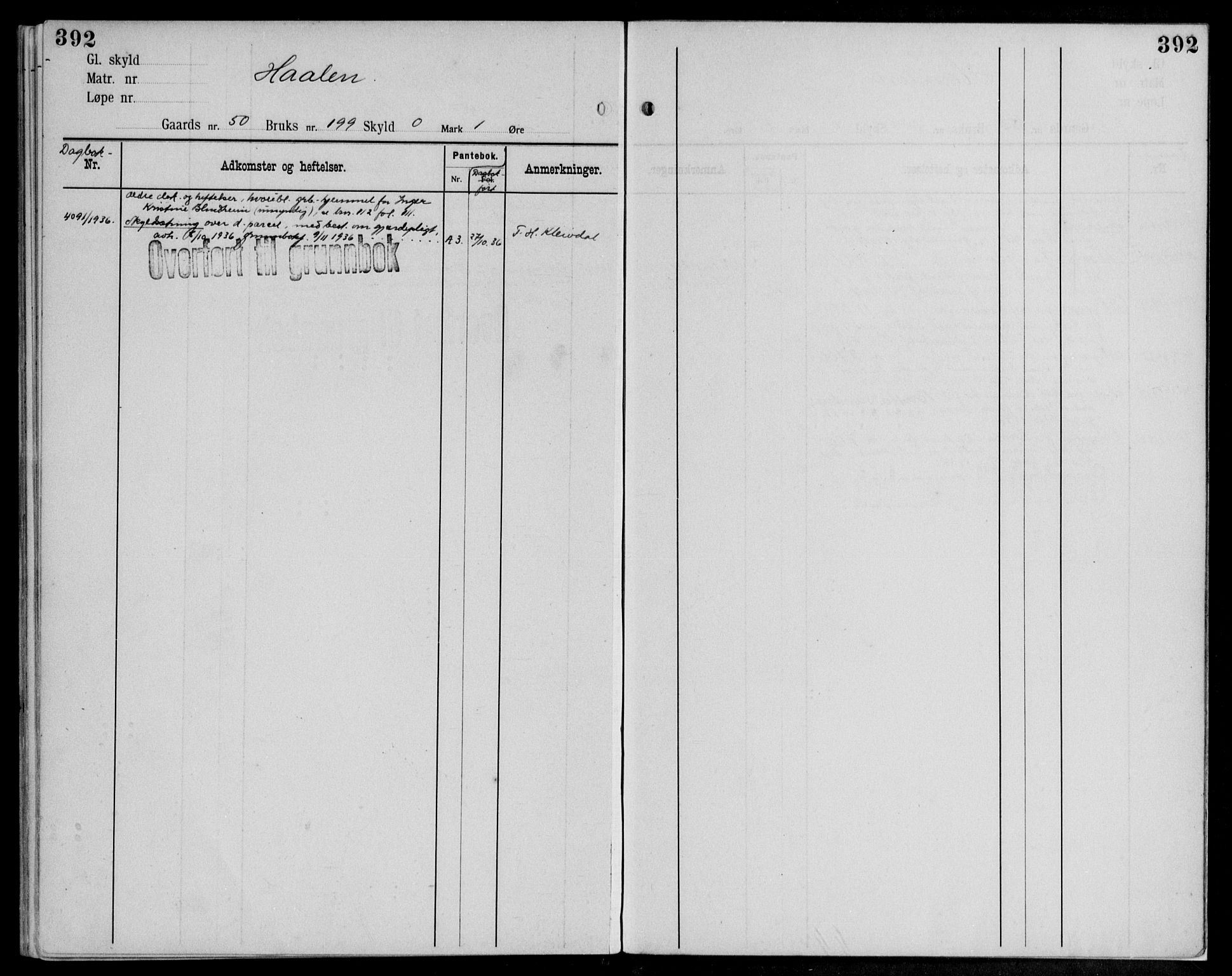 Midhordland sorenskriveri, AV/SAB-A-3001/1/G/Ga/Gab/L0112: Mortgage register no. II.A.b.112, p. 392