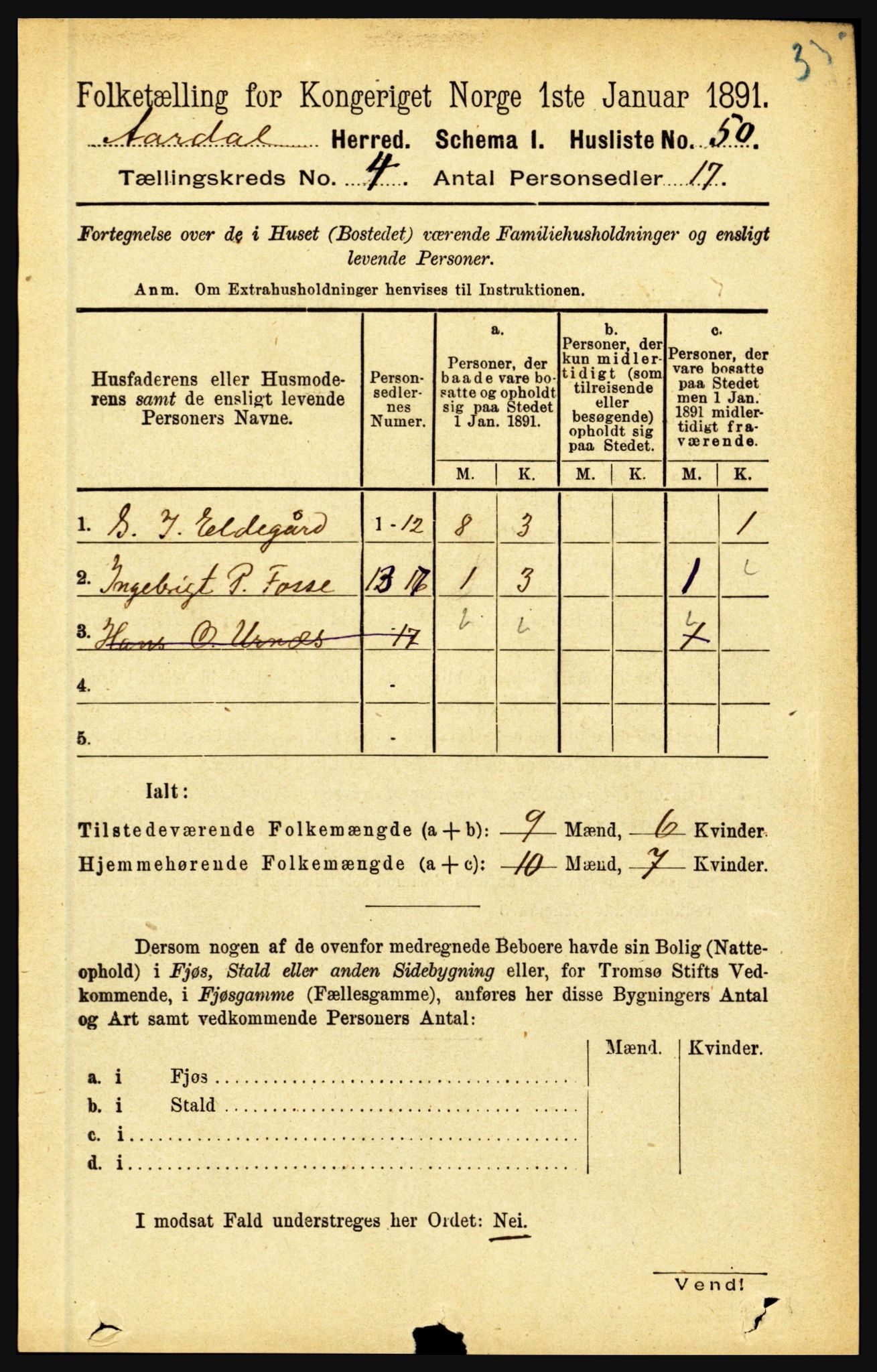 RA, 1891 census for 1424 Årdal, 1891, p. 636