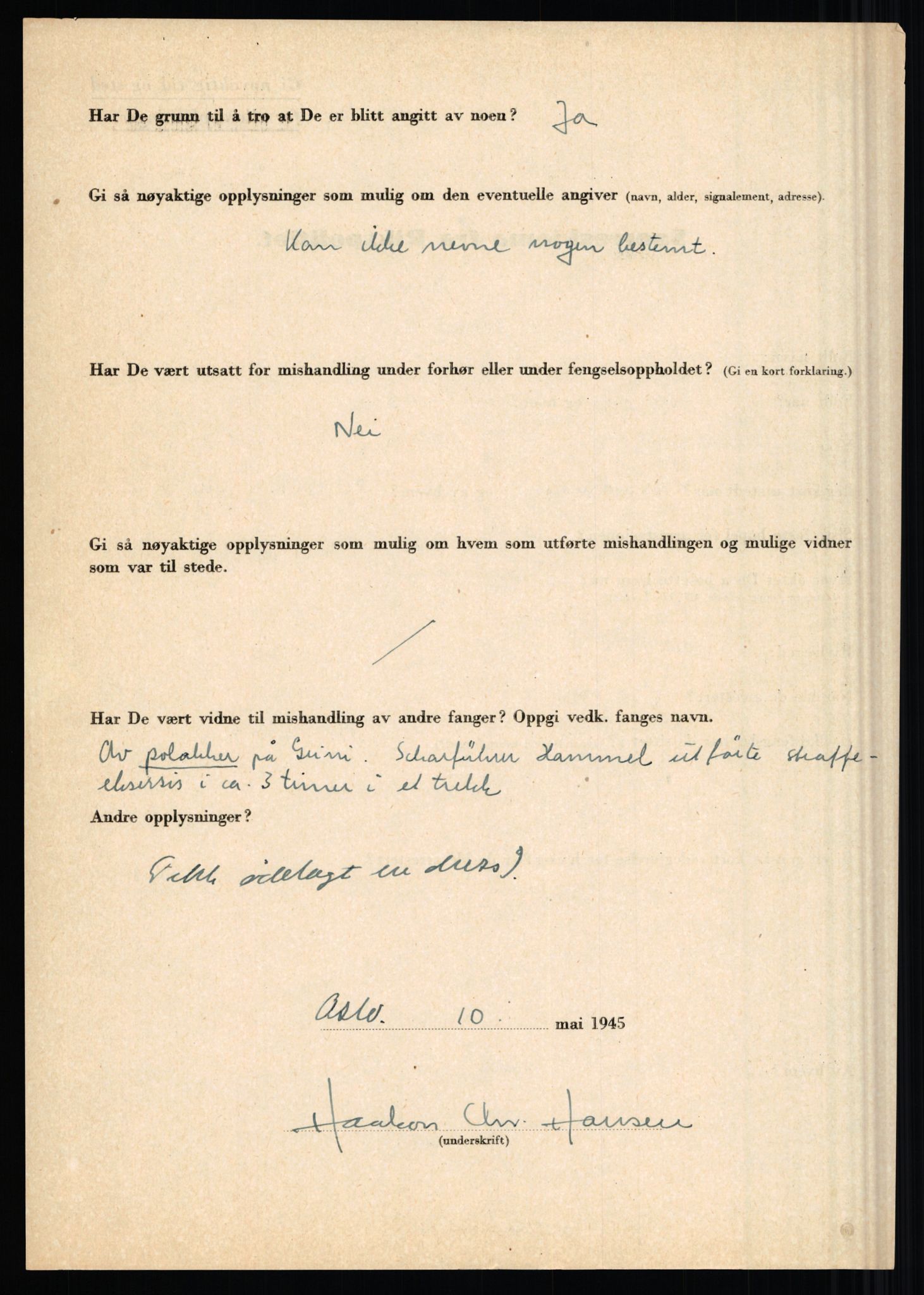 Rikspolitisjefen, AV/RA-S-1560/L/L0006: Hansen, Adolf Boye - Hemstad, Gunnar, 1940-1945, p. 238