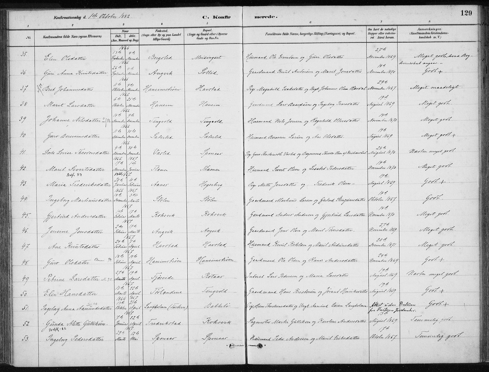 Ministerialprotokoller, klokkerbøker og fødselsregistre - Møre og Romsdal, AV/SAT-A-1454/586/L0987: Parish register (official) no. 586A13, 1879-1892, p. 129