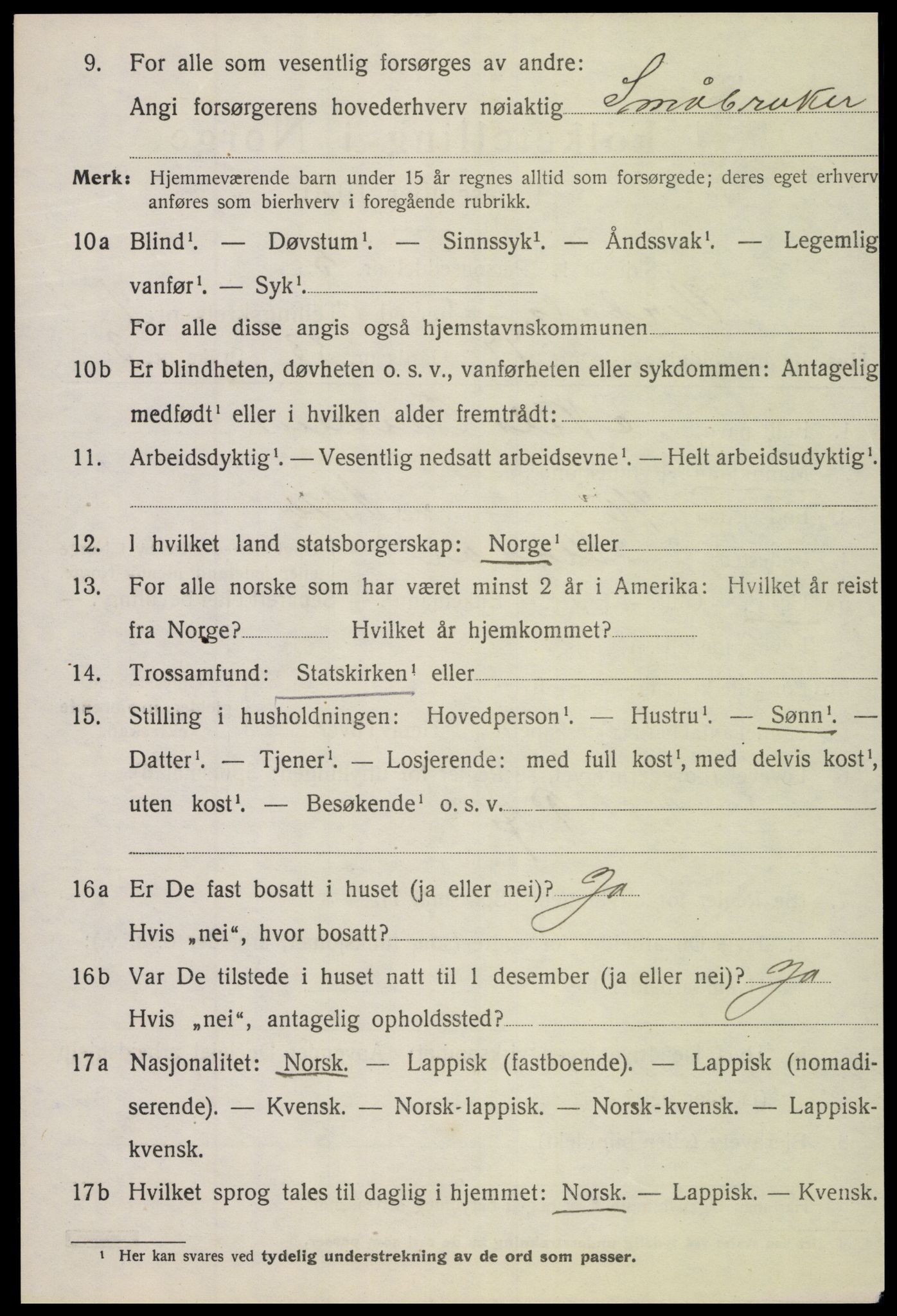 SAT, 1920 census for Verdal, 1920, p. 8566