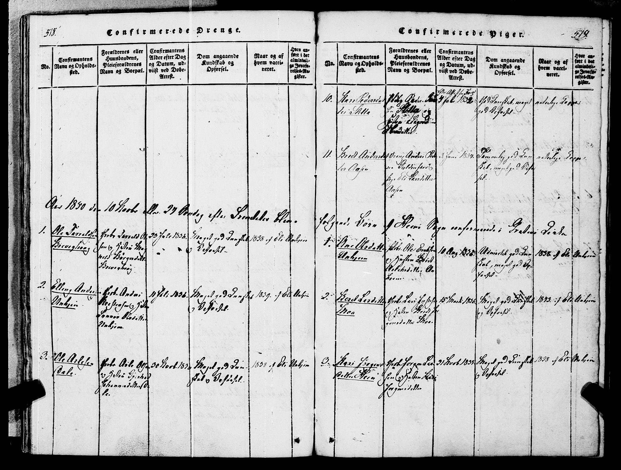 Ministerialprotokoller, klokkerbøker og fødselsregistre - Møre og Romsdal, SAT/A-1454/545/L0585: Parish register (official) no. 545A01, 1818-1853, p. 518-519