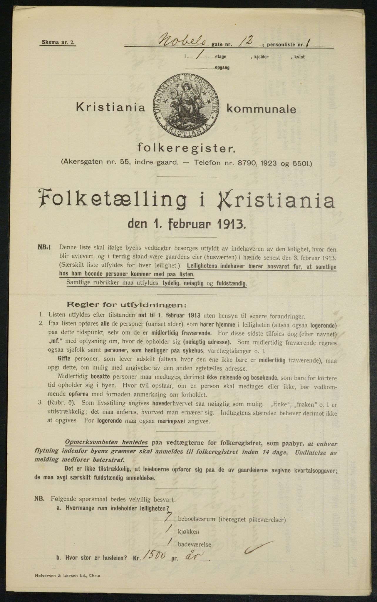 OBA, Municipal Census 1913 for Kristiania, 1913, p. 71265