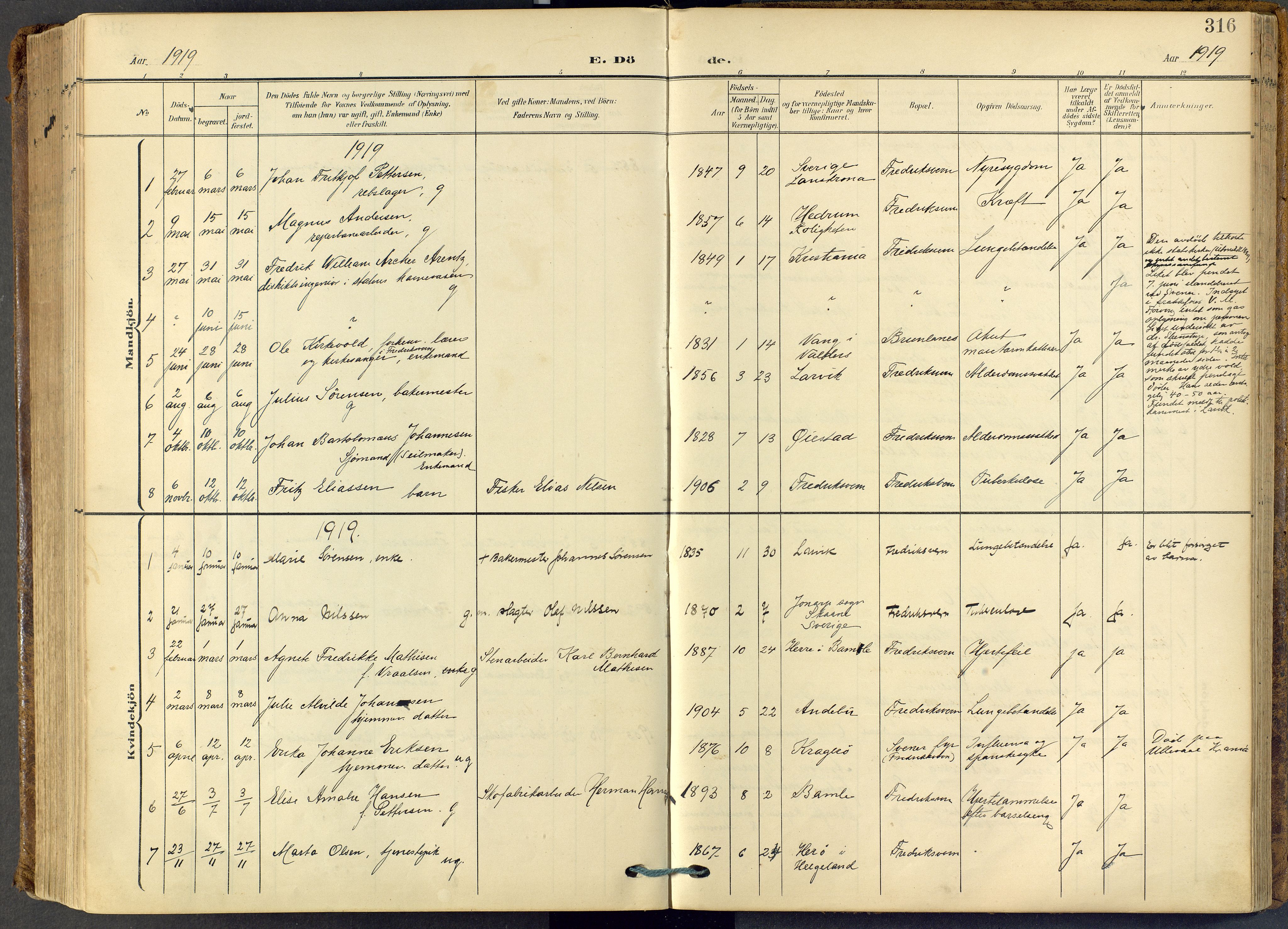Stavern kirkebøker, SAKO/A-318/F/Fa/L0009: Parish register (official) no. 9, 1906-1955, p. 316