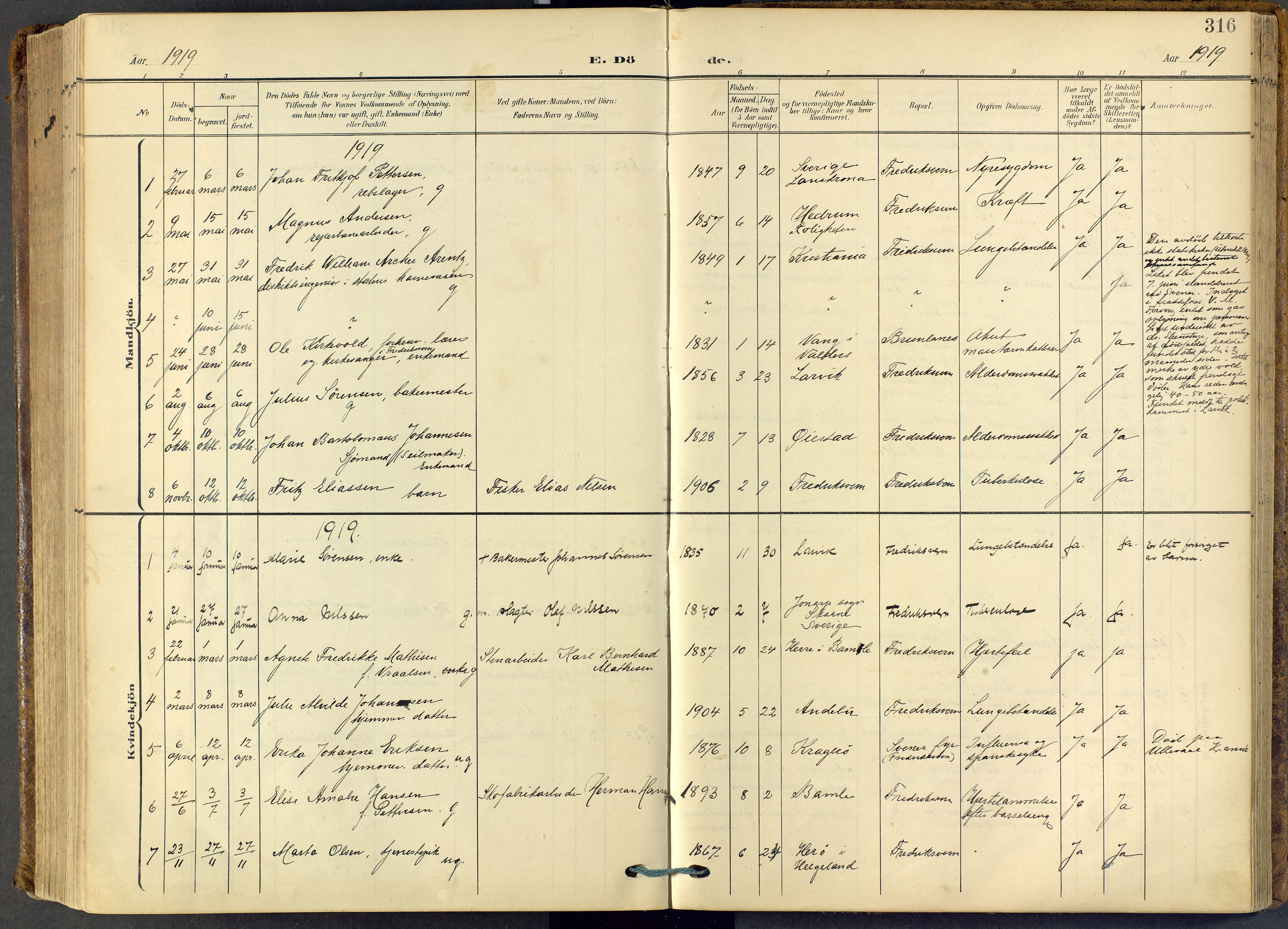 Stavern kirkebøker, AV/SAKO-A-318/F/Fa/L0009: Parish register (official) no. 9, 1906-1955, p. 316