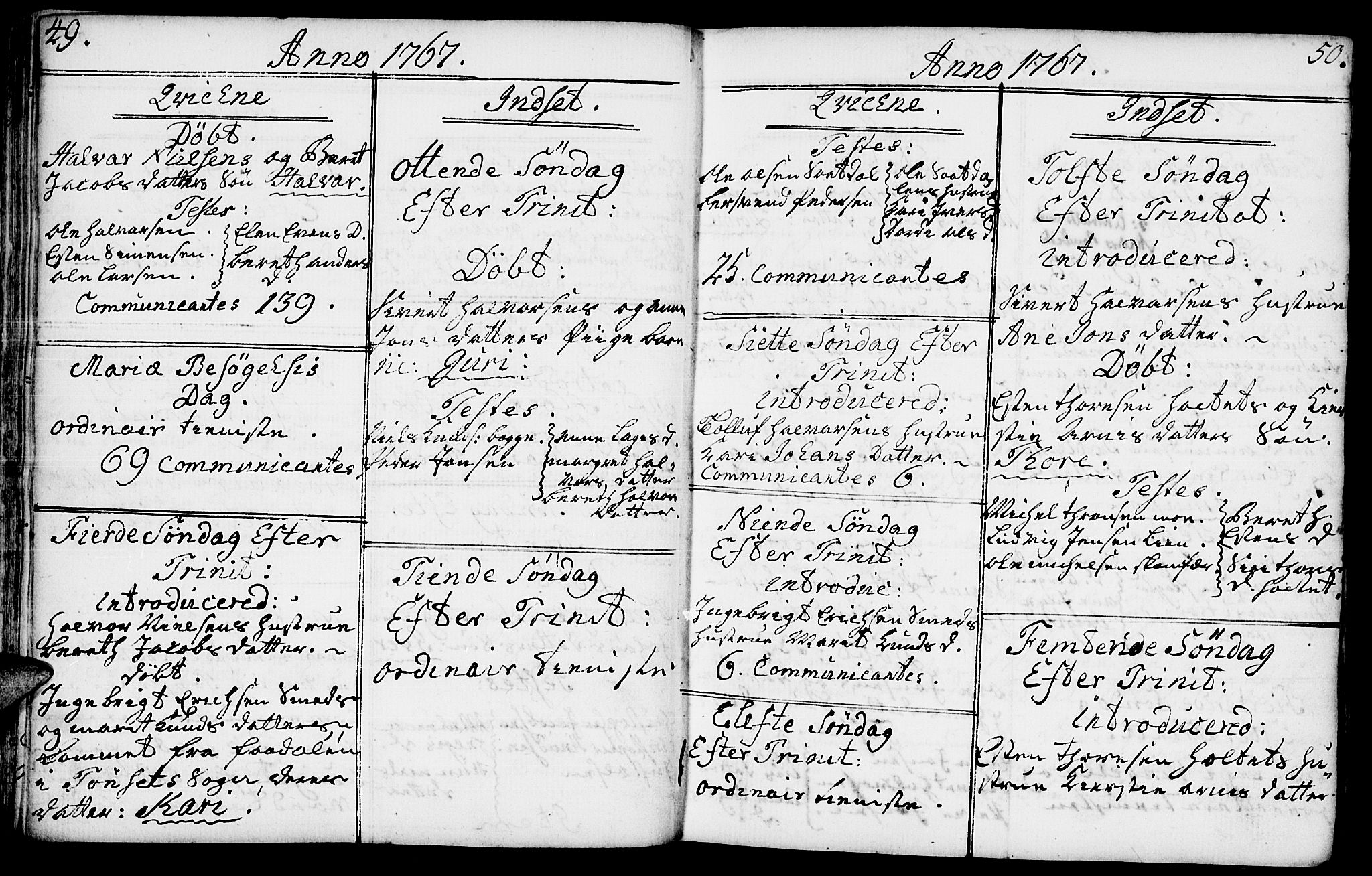 Kvikne prestekontor, SAH/PREST-064/H/Ha/Haa/L0002: Parish register (official) no. 2, 1764-1784, p. 49-50