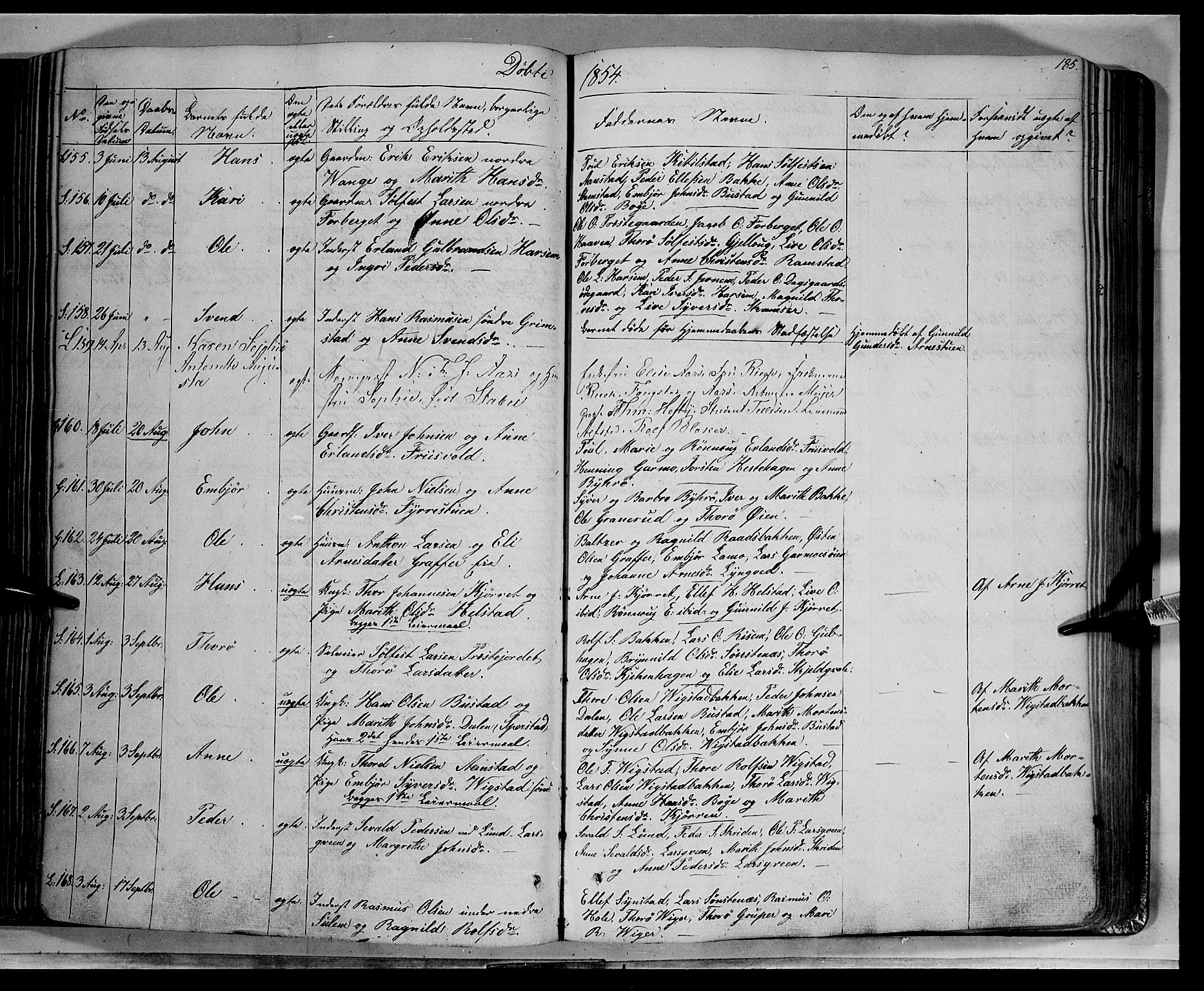 Lom prestekontor, SAH/PREST-070/K/L0006: Parish register (official) no. 6A, 1837-1863, p. 185