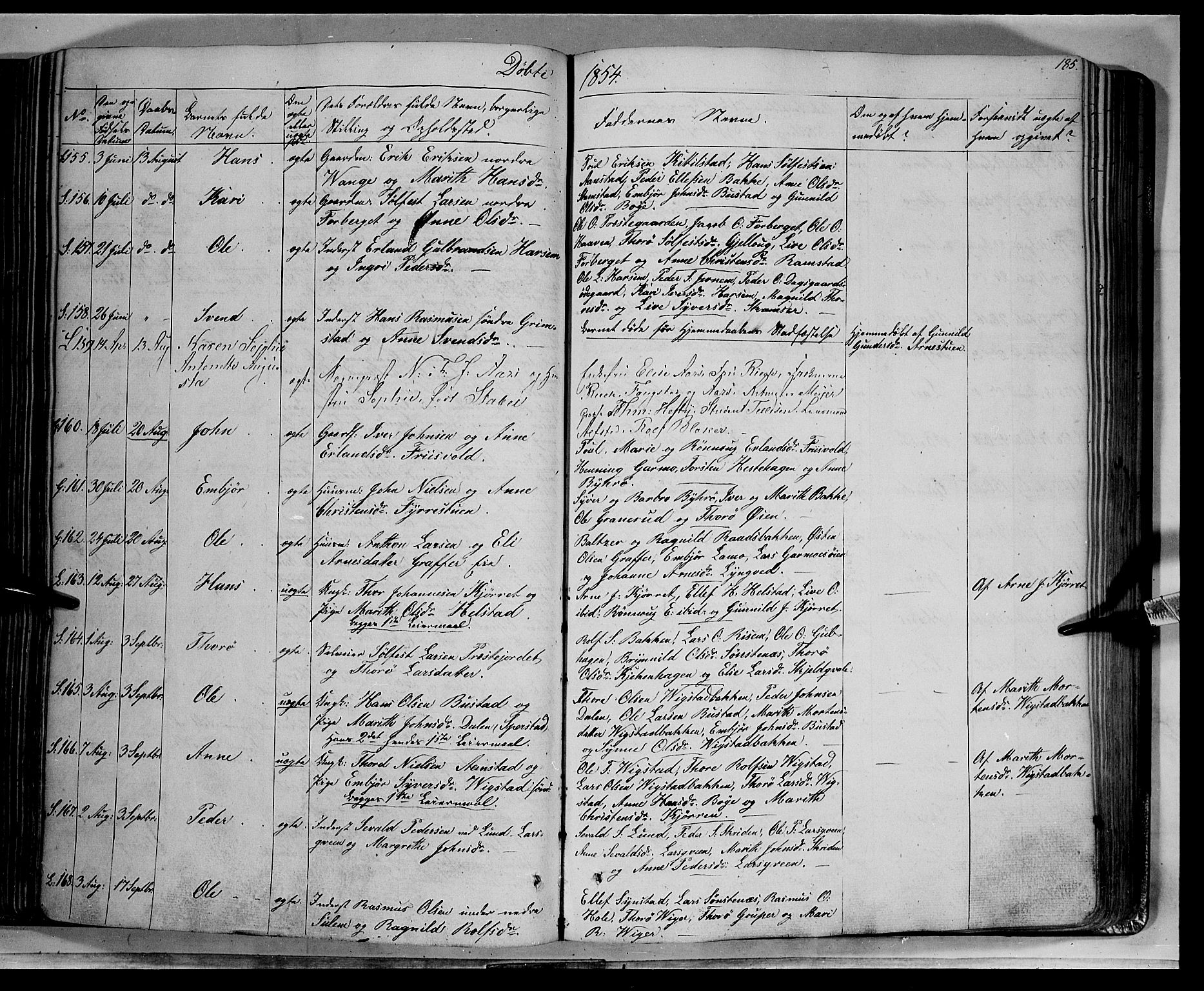 Lom prestekontor, AV/SAH-PREST-070/K/L0006: Parish register (official) no. 6A, 1837-1863, p. 185