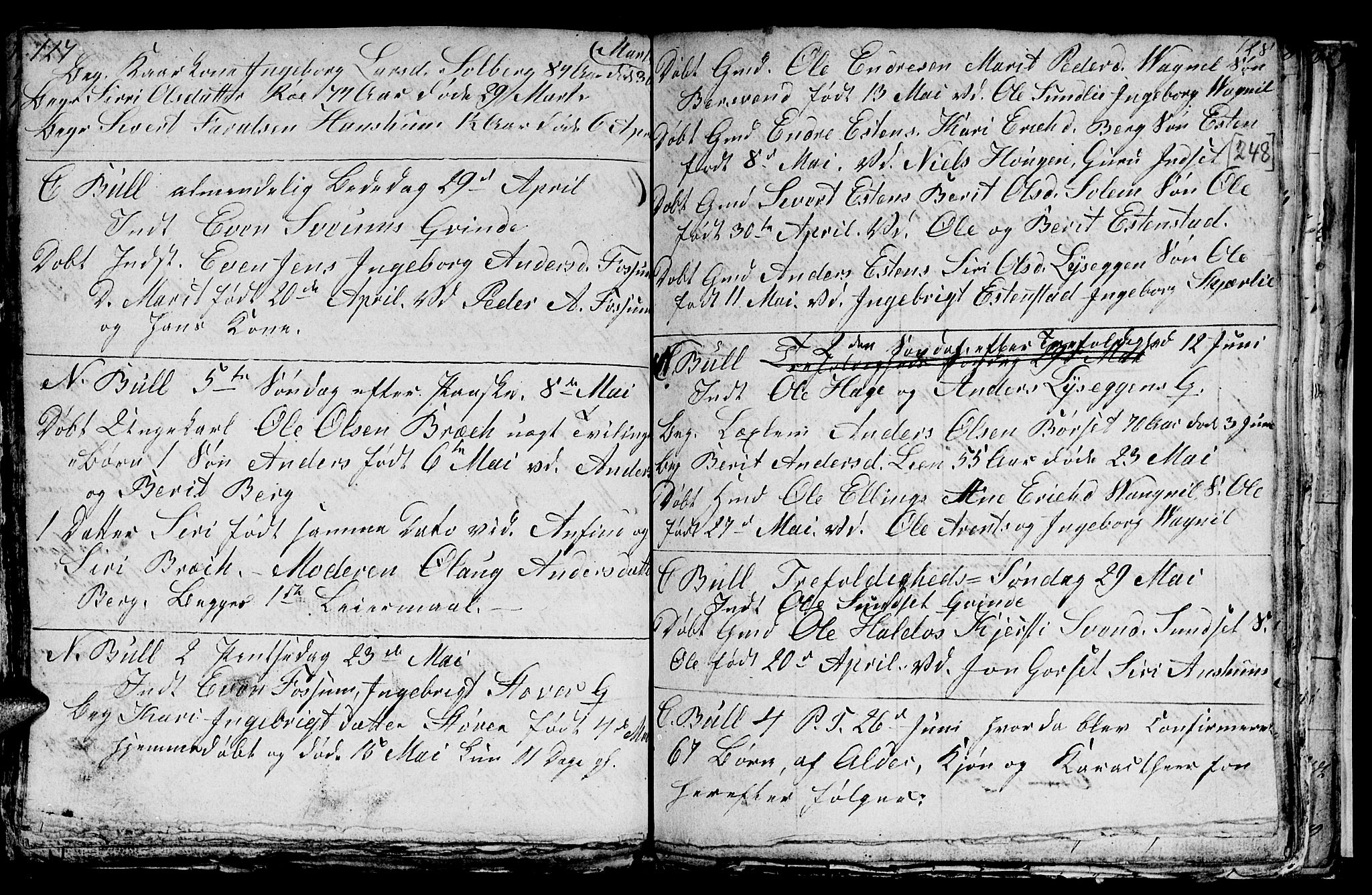 Ministerialprotokoller, klokkerbøker og fødselsregistre - Sør-Trøndelag, SAT/A-1456/689/L1042: Parish register (copy) no. 689C01, 1812-1841, p. 247-248