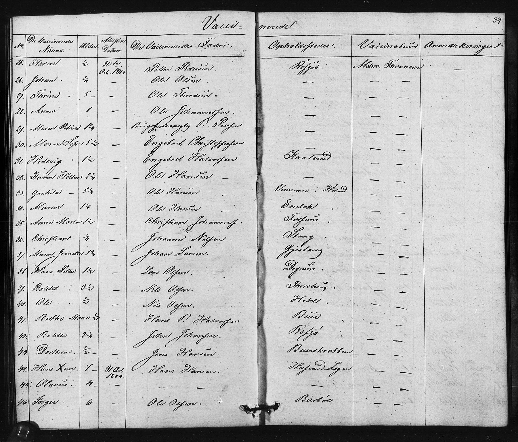 Enebakk prestekontor Kirkebøker, SAO/A-10171c/F/Fa/L0015: Parish register (official) no. I 15, 1830-1867, p. 39