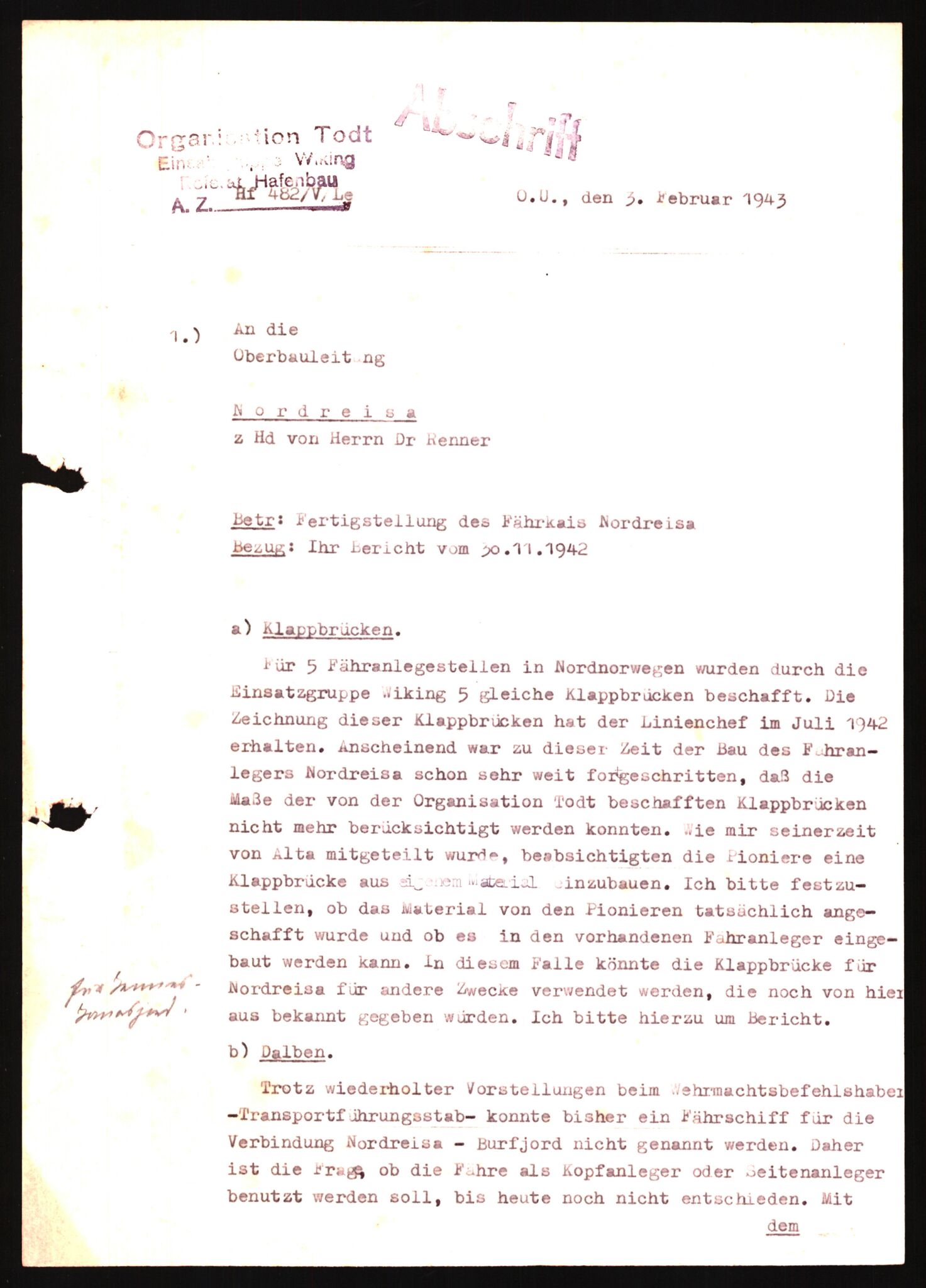 Tyske arkiver, Organisation Todt (OT), Einsatzgruppe Wiking, AV/RA-RAFA-2188/1/E/E2/E2d/L0023: Fähren und Anlegen, 1942-1944, p. 15