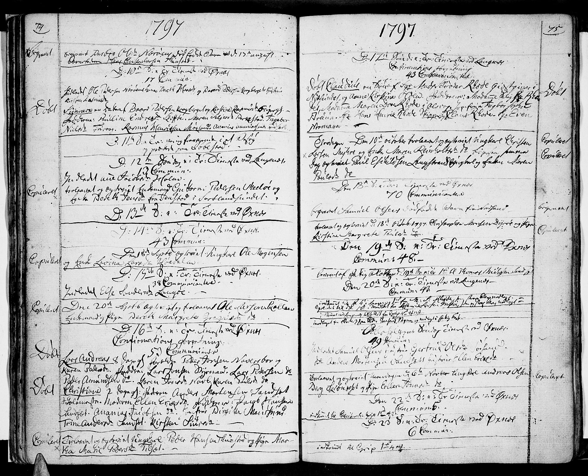 Ministerialprotokoller, klokkerbøker og fødselsregistre - Nordland, AV/SAT-A-1459/893/L1330: Parish register (official) no. 893A03, 1791-1820, p. 74-75