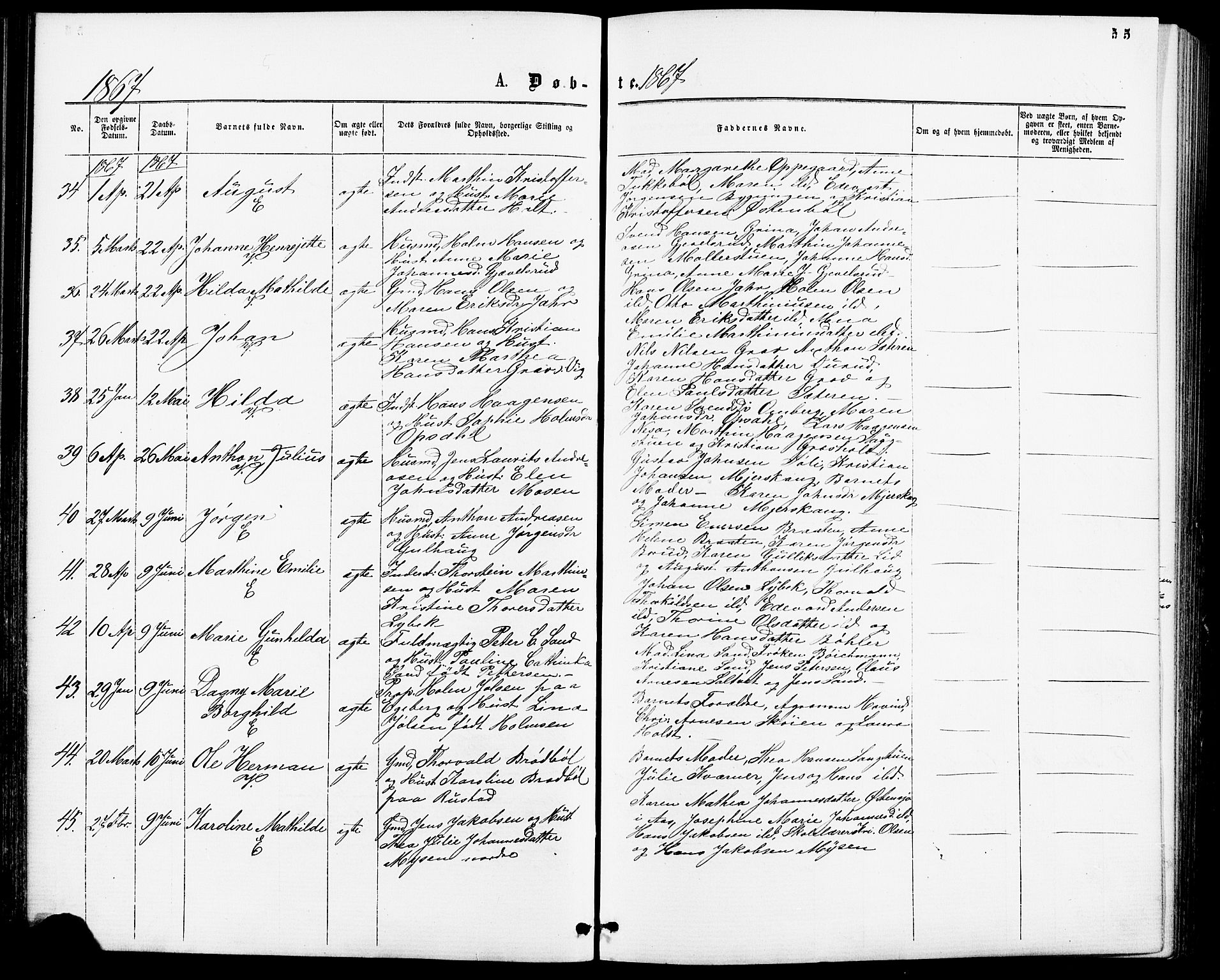 Enebakk prestekontor Kirkebøker, AV/SAO-A-10171c/F/Fa/L0011: Parish register (official) no. I 11, 1862-1882, p. 55